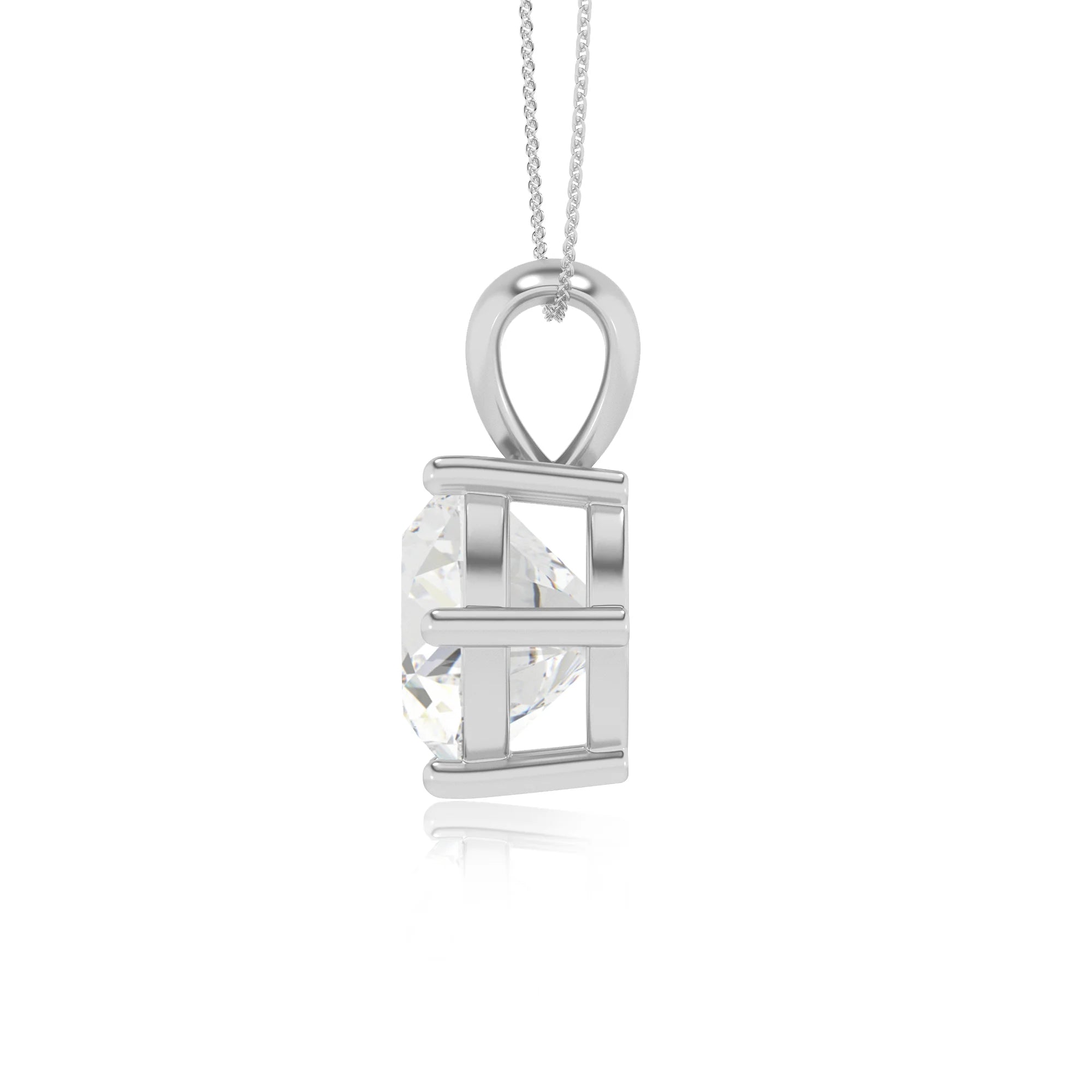 lab grown moissanite round solitaire necklaces in platinum 