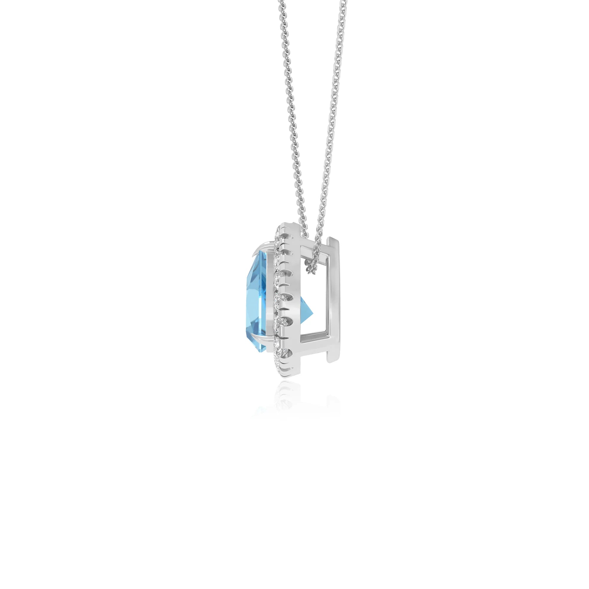 natural swiss blue topaz trillion solitaire necklaces in white gold 