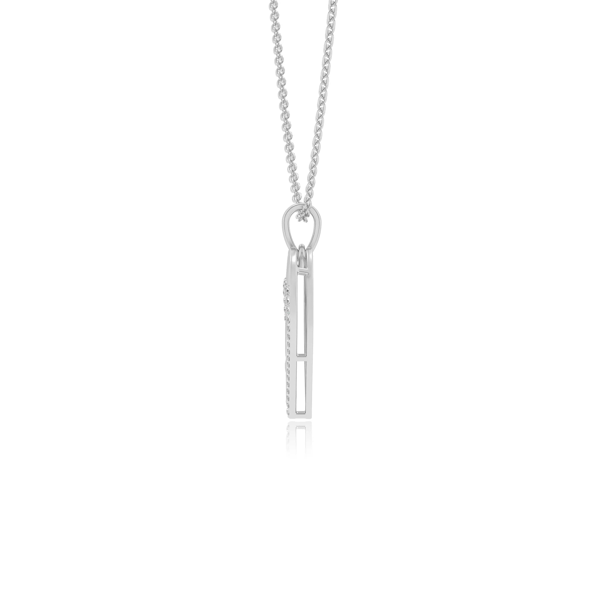 lab grown moissanite round necklaces in white gold 