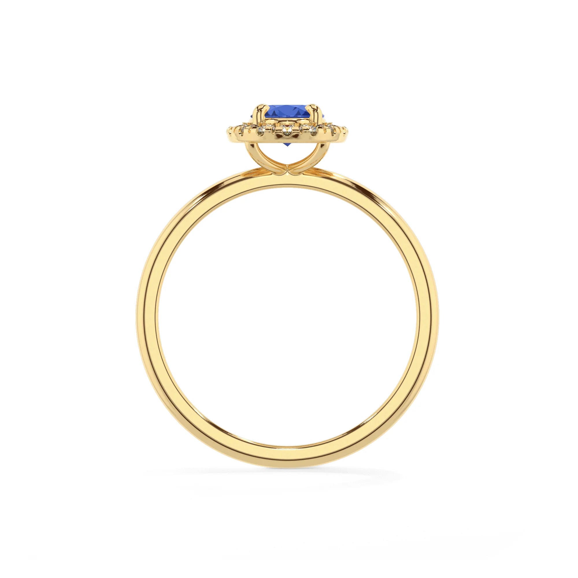 lab grown blue-sapphire oval solitaire rings in yellow gold 