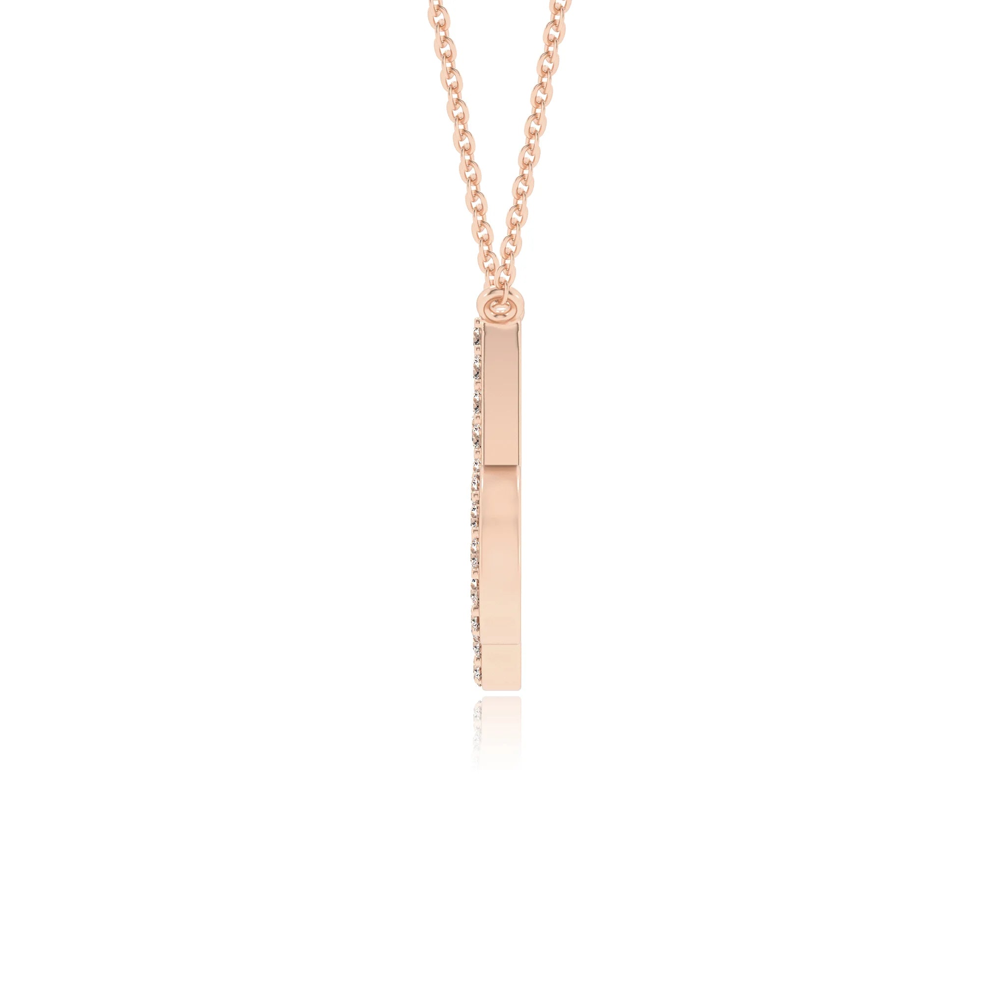 lab grown moissanite round necklaces in rose gold 