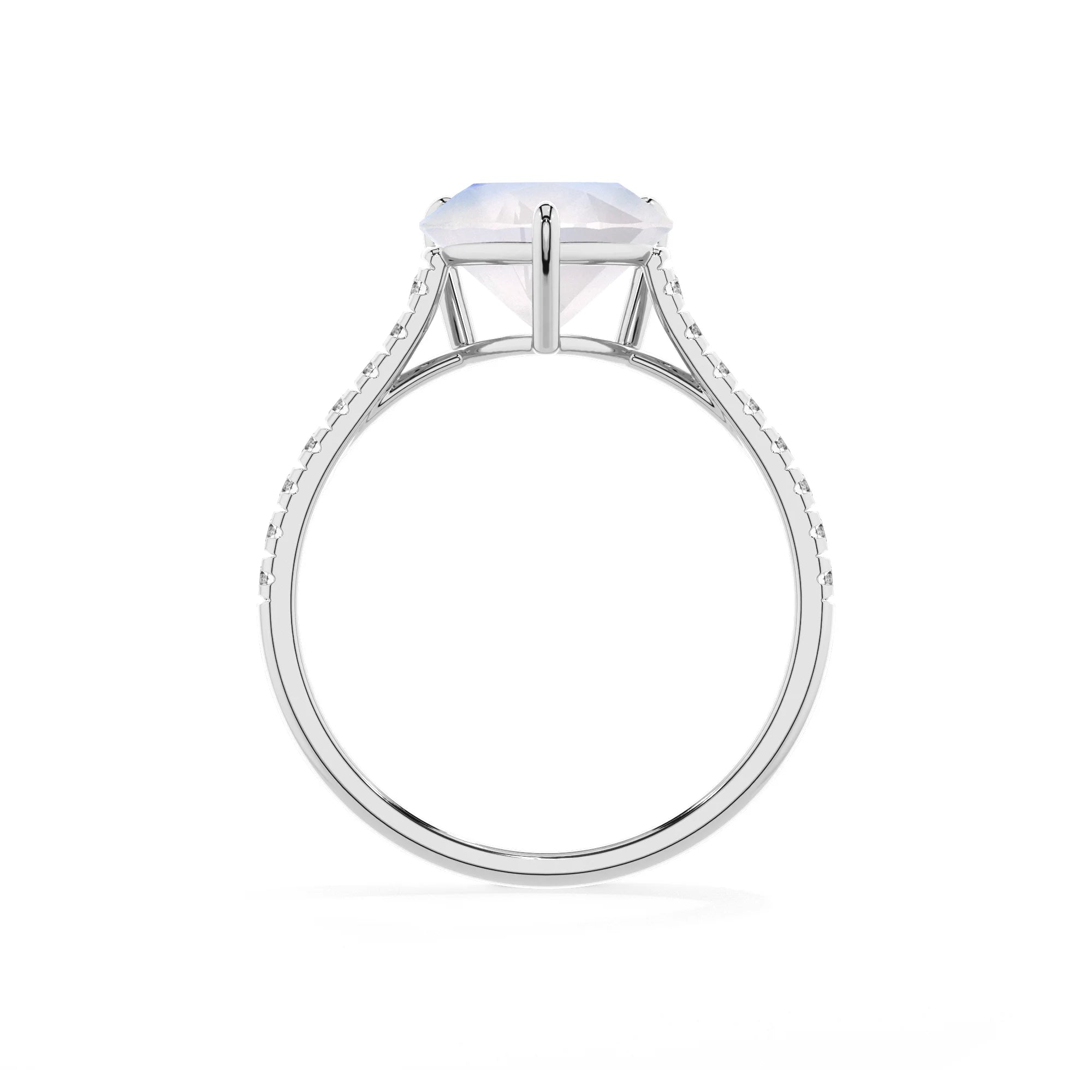 natural rainbow-moonstone heart half eternity solitaire engagement rings in white gold 