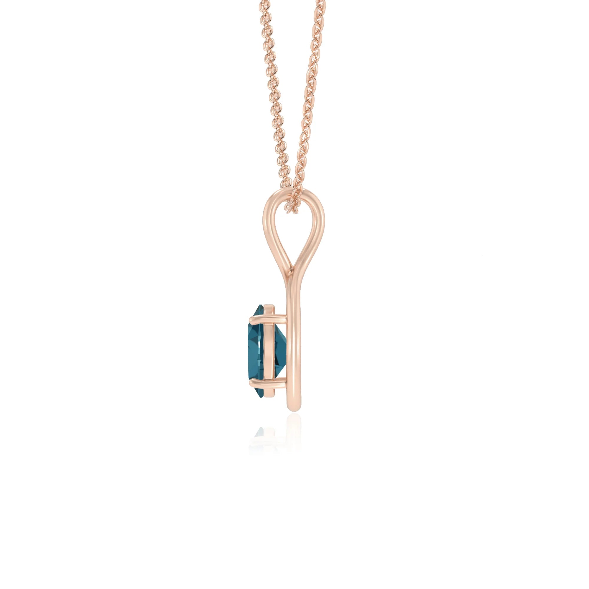 natural london-blue-topaz oval solitaire necklaces in rose gold 