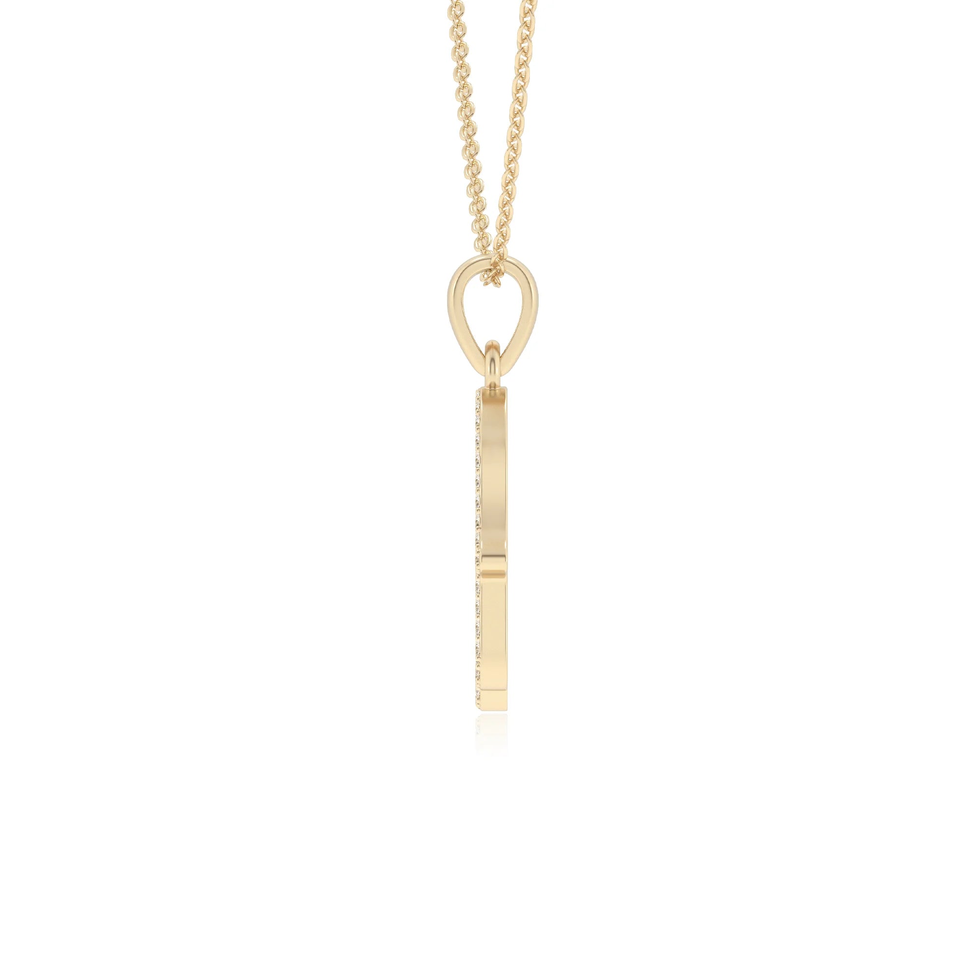 lab grown moissanite round necklaces in yellow gold 