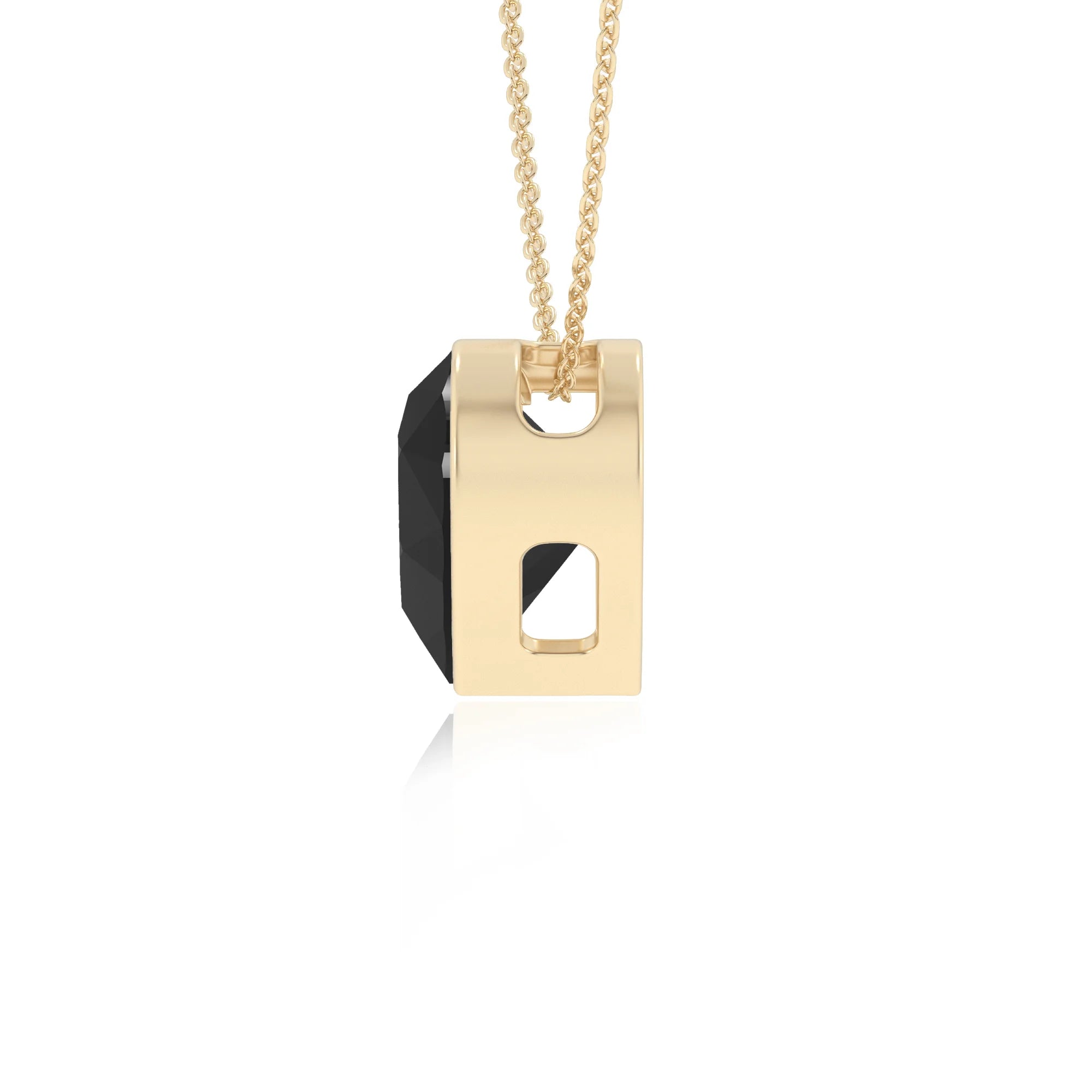 natural black-onyx heart solitaire necklaces in yellow gold 