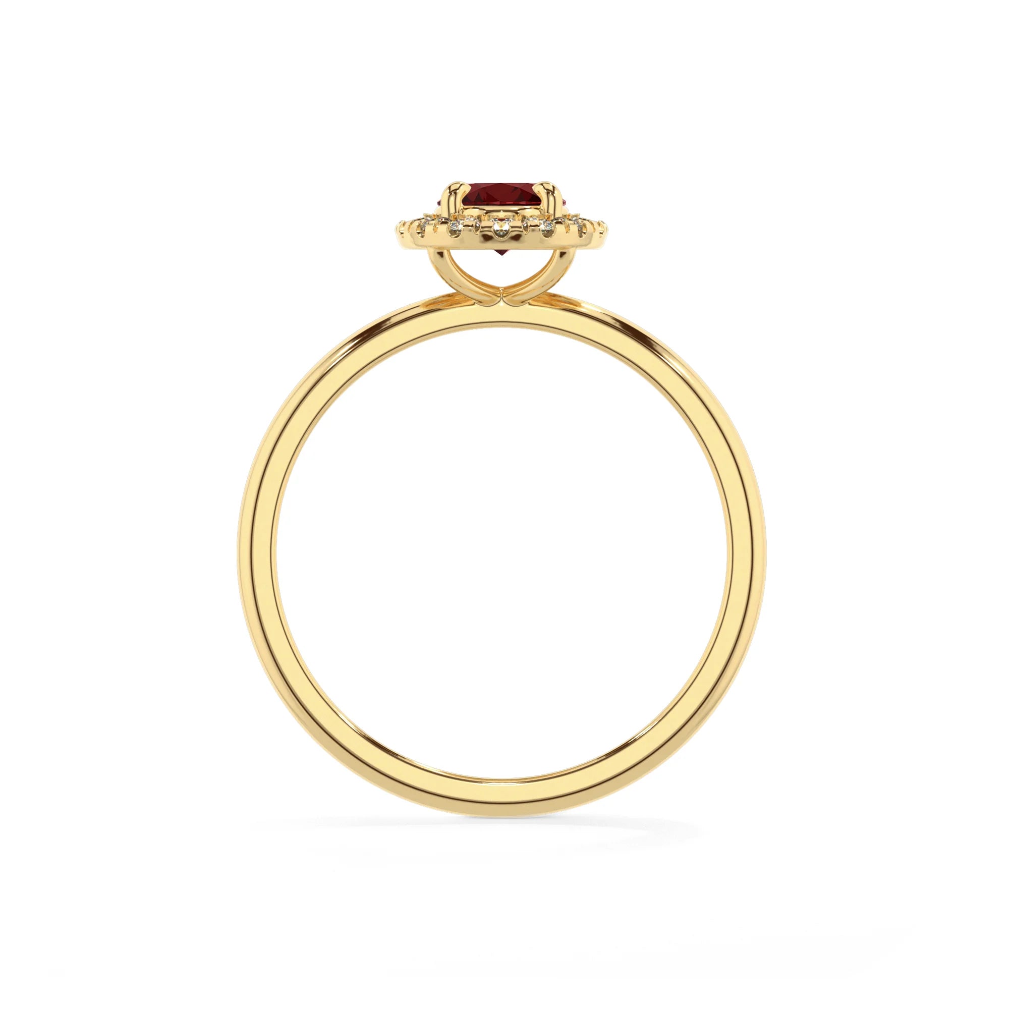 natural garnet oval solitaire rings in yellow gold 