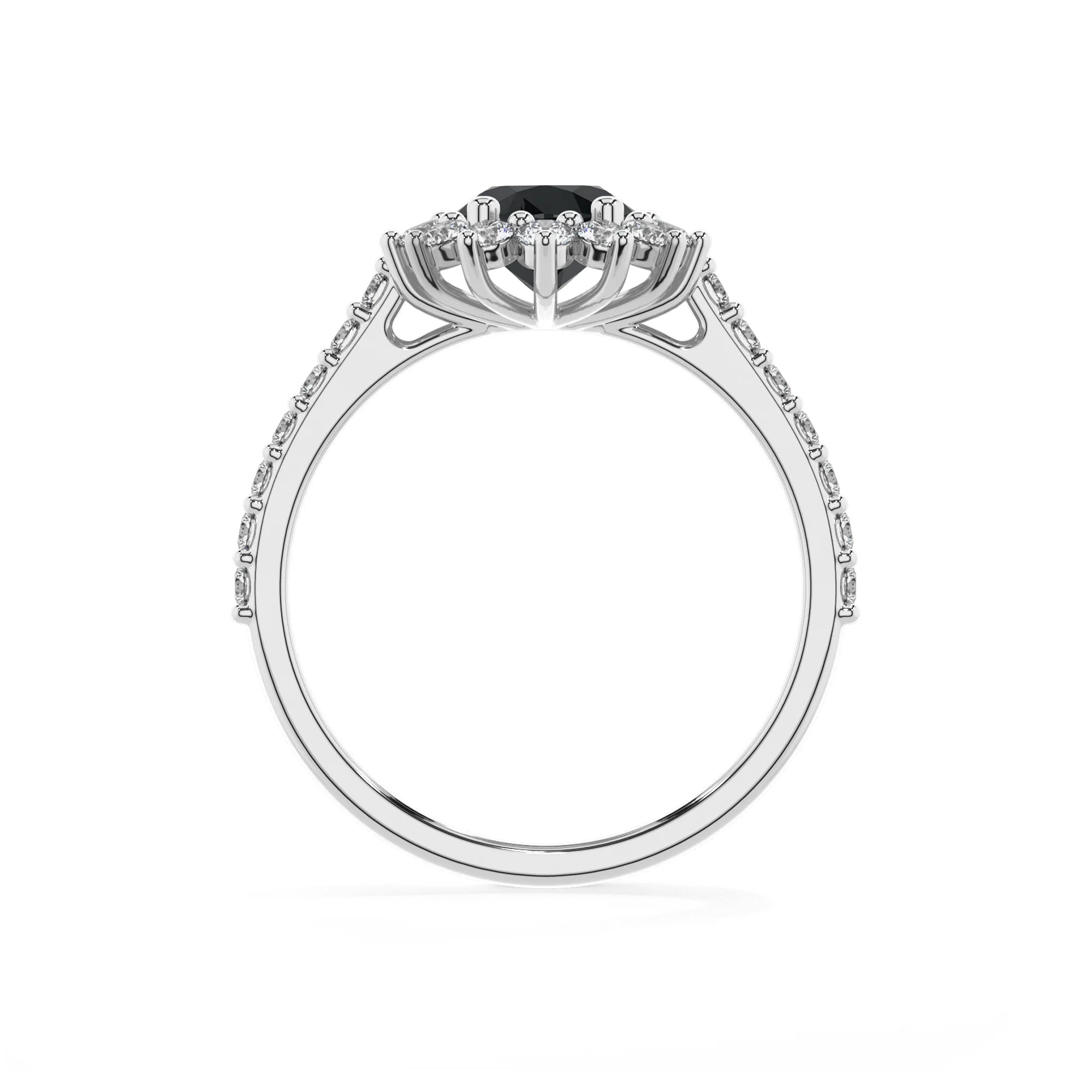 natural black-onyx oval solitaire rings in white gold 