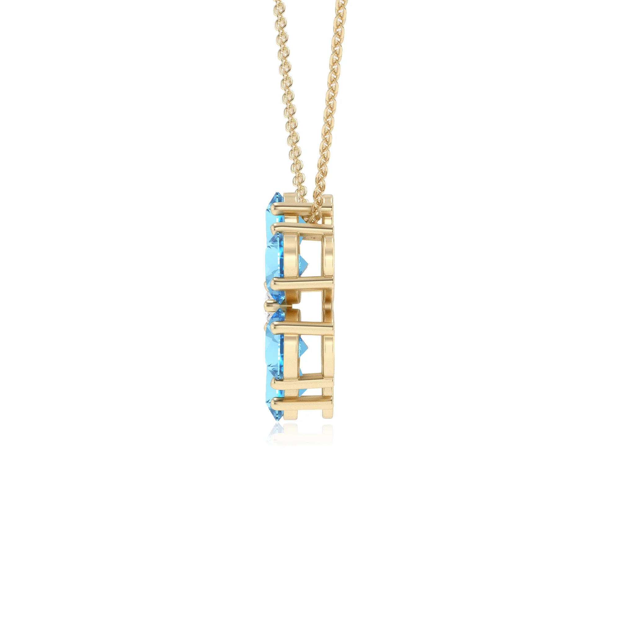 natural swiss-blue-topaz pear solitaire necklaces in yellow gold 