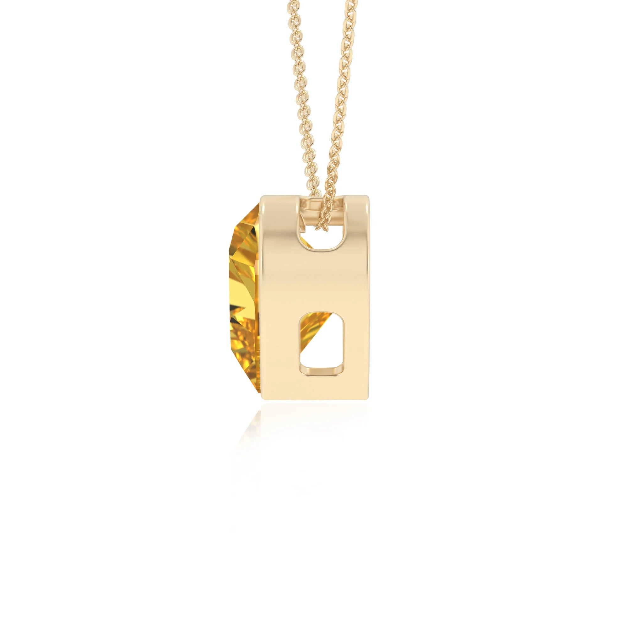 lab grown yellow-sapphire heart solitaire necklaces in yellow gold 
