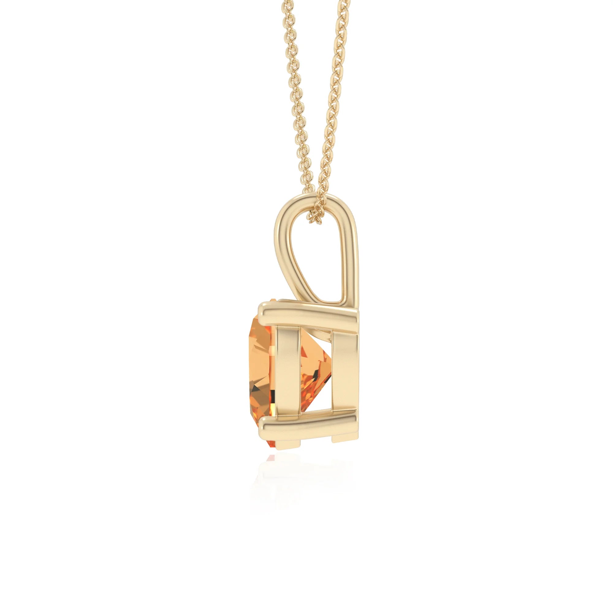 lab grown citrine heart solitaire necklaces in yellow gold 