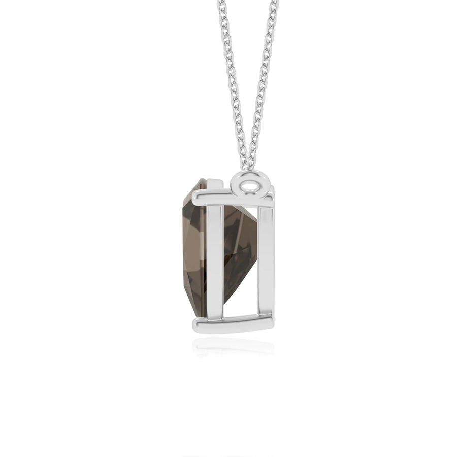 natural smoky-quartz trillion solitaire necklaces in white gold 