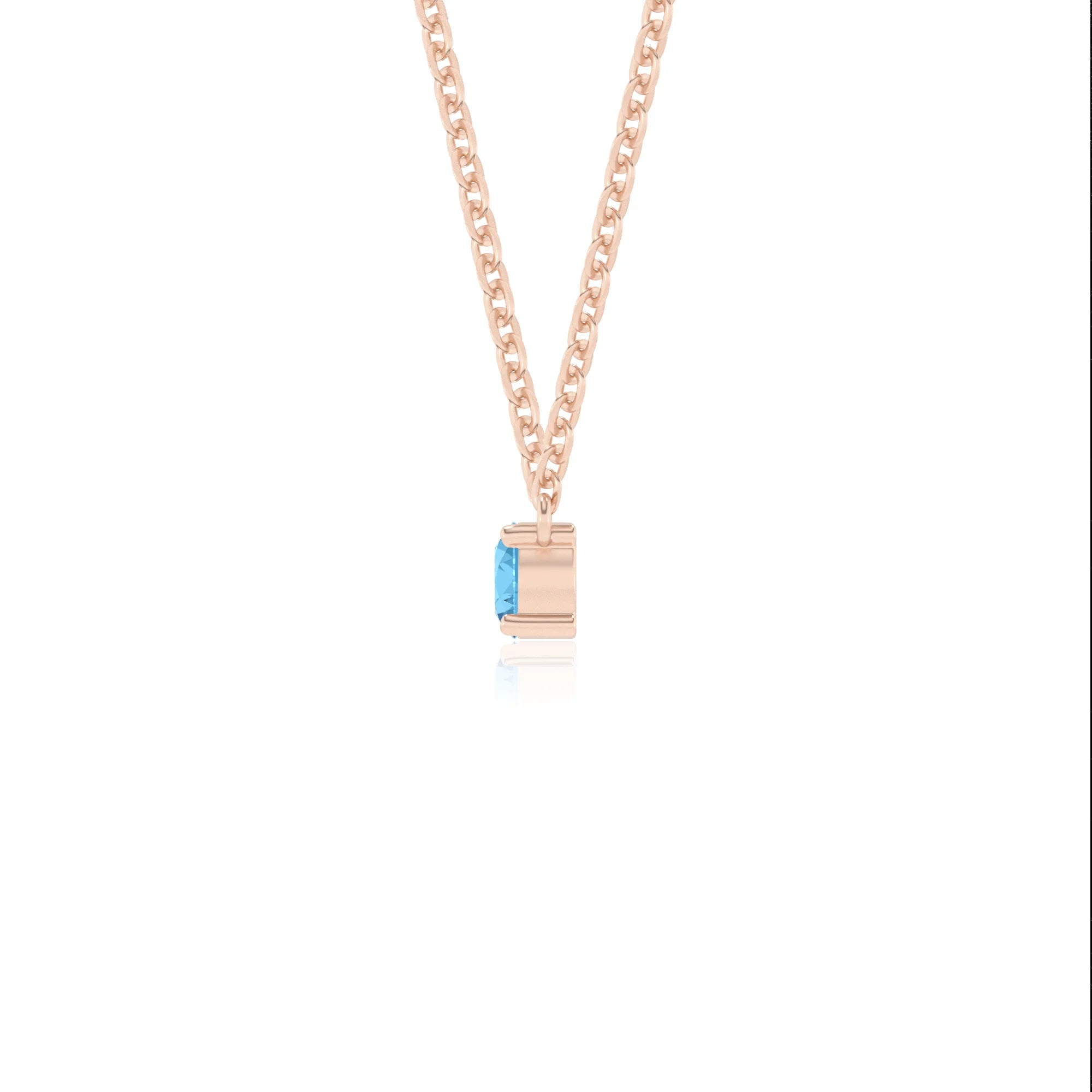 natural swiss-blue-topaz round bar v-bale necklaces in rose gold 