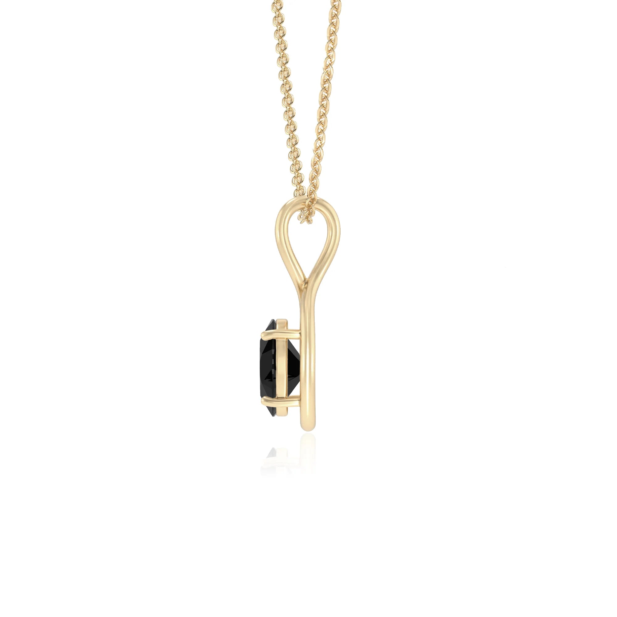 natural black-onyx oval solitaire necklaces in yellow gold 