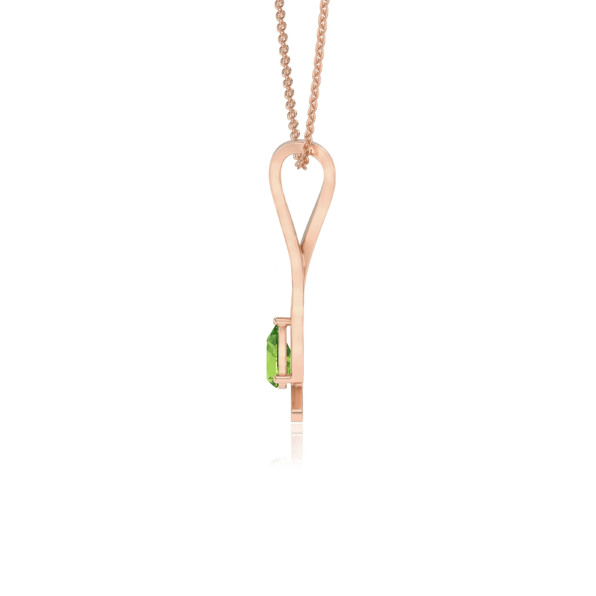 natural peridot pear solitaire necklaces in rose gold 