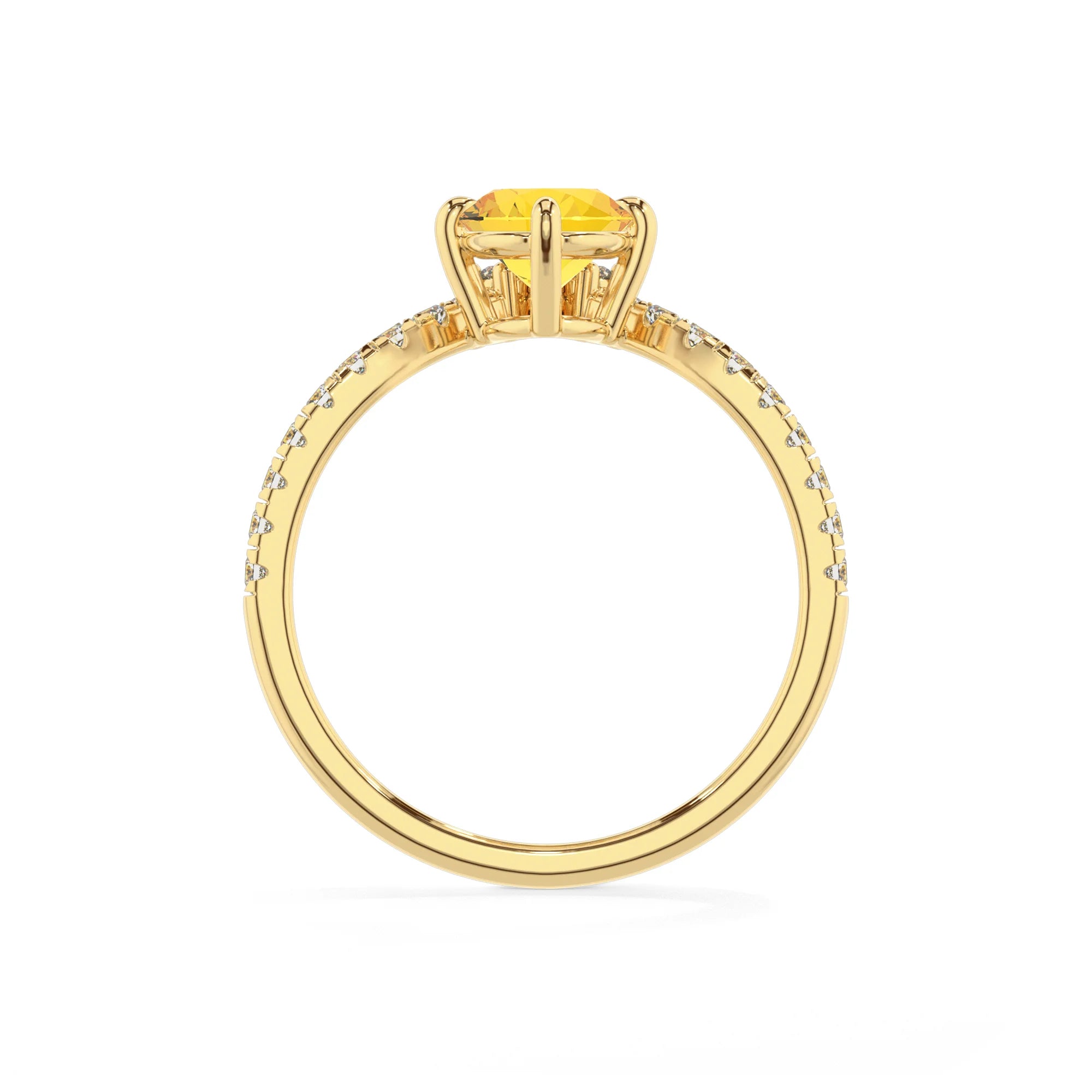 lab grown yellow-sapphire oval solitaire rings in yellow gold 
