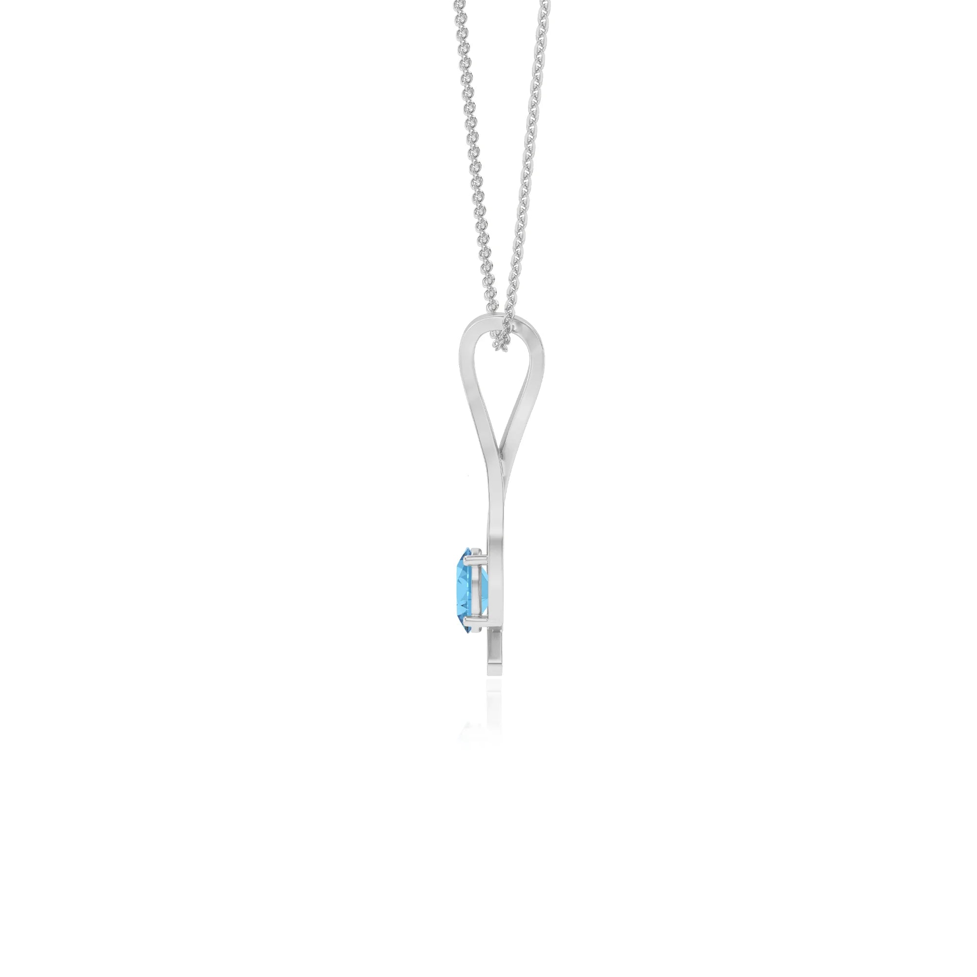 natural swiss-blue-topaz oval solitaire necklaces in sterling silver 