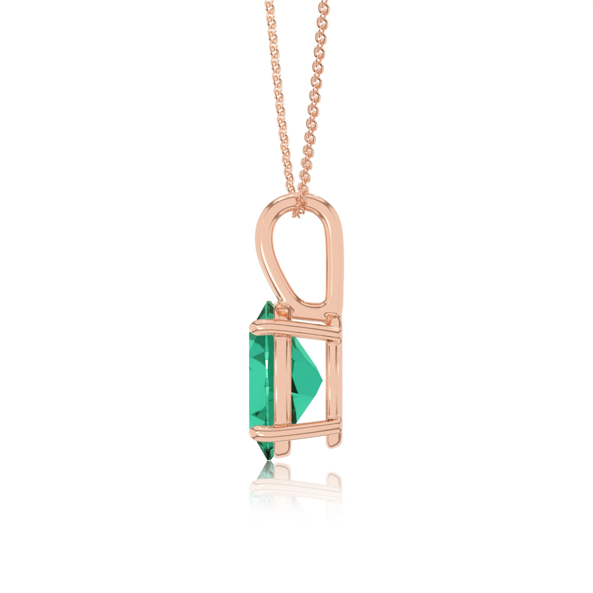 lab grown emerald oval solitaire necklaces in rose gold 