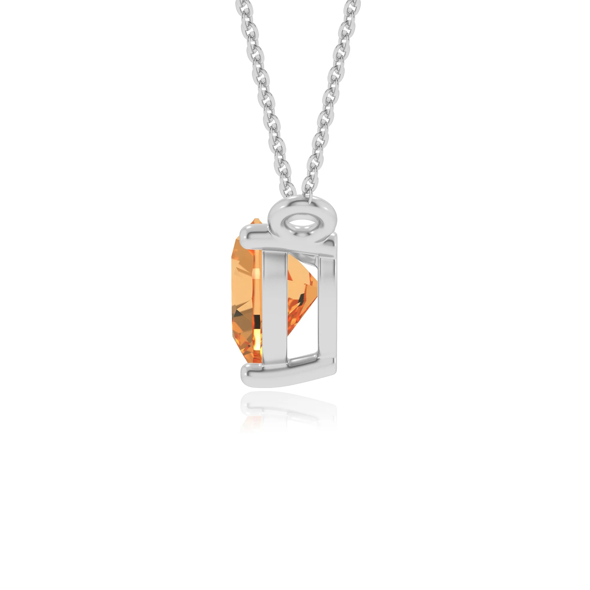 lab grown citrine heart solitaire necklaces in white gold 