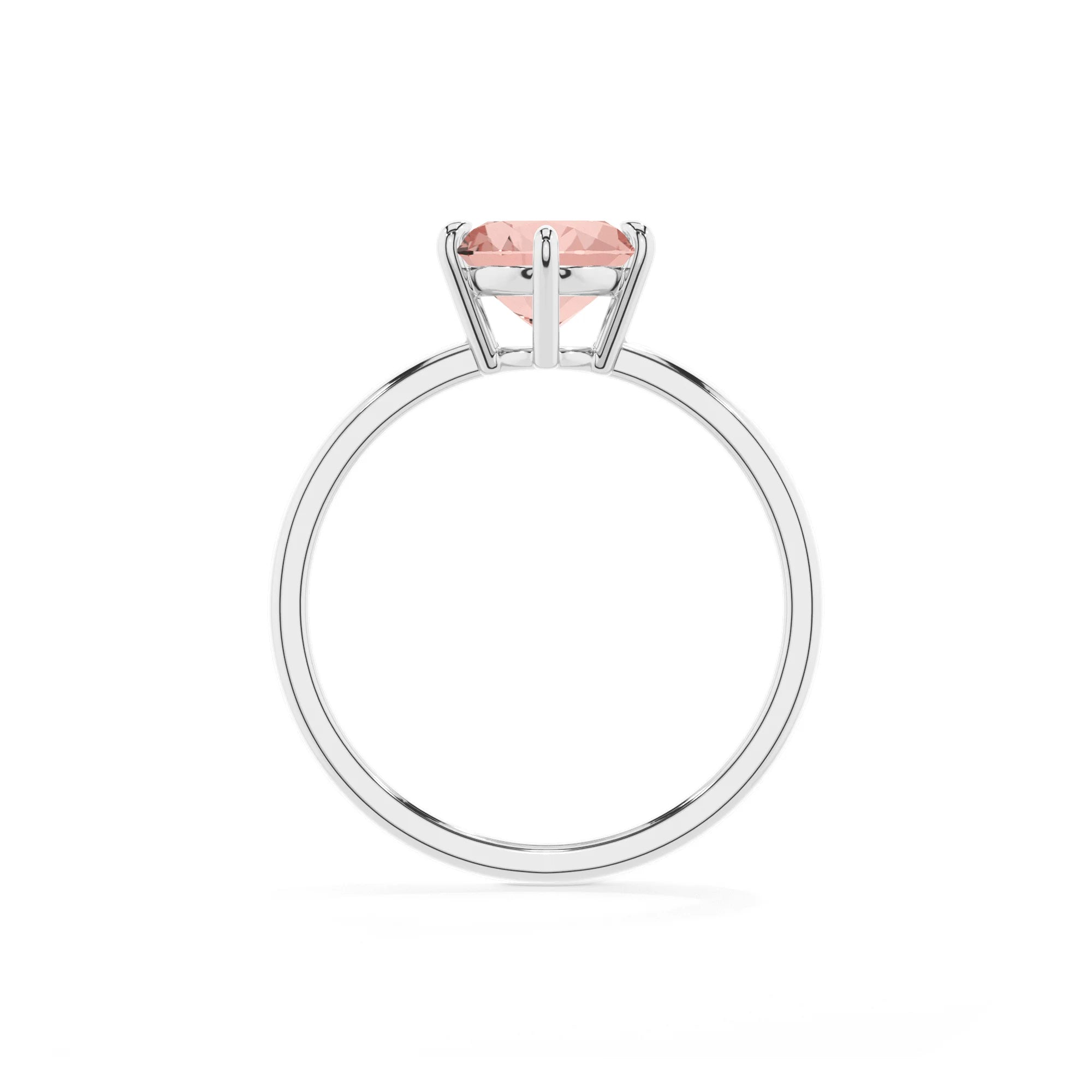lab grown morganite oval solitaire rings in sterling silver 