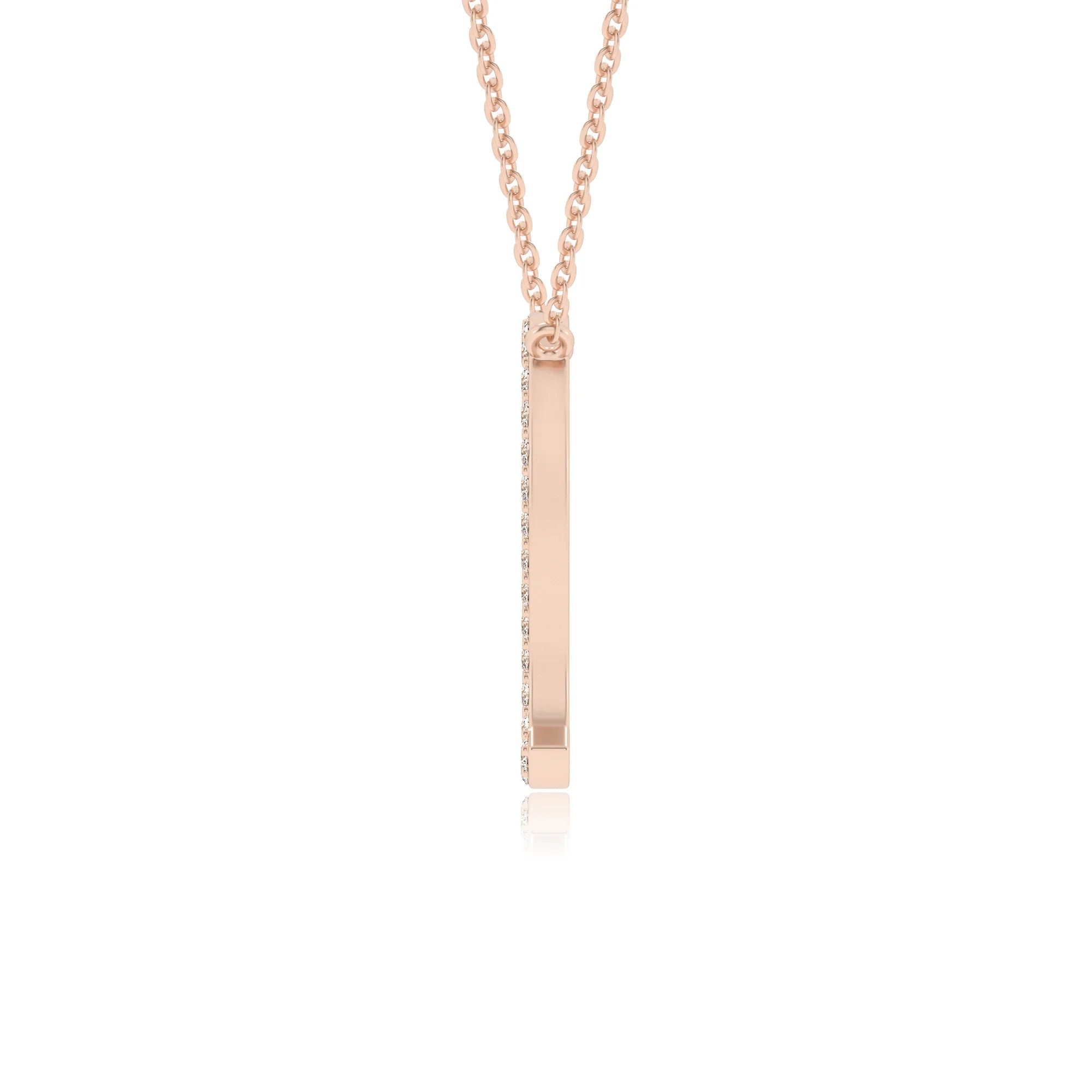 lab grown moissanite round necklaces in rose gold 