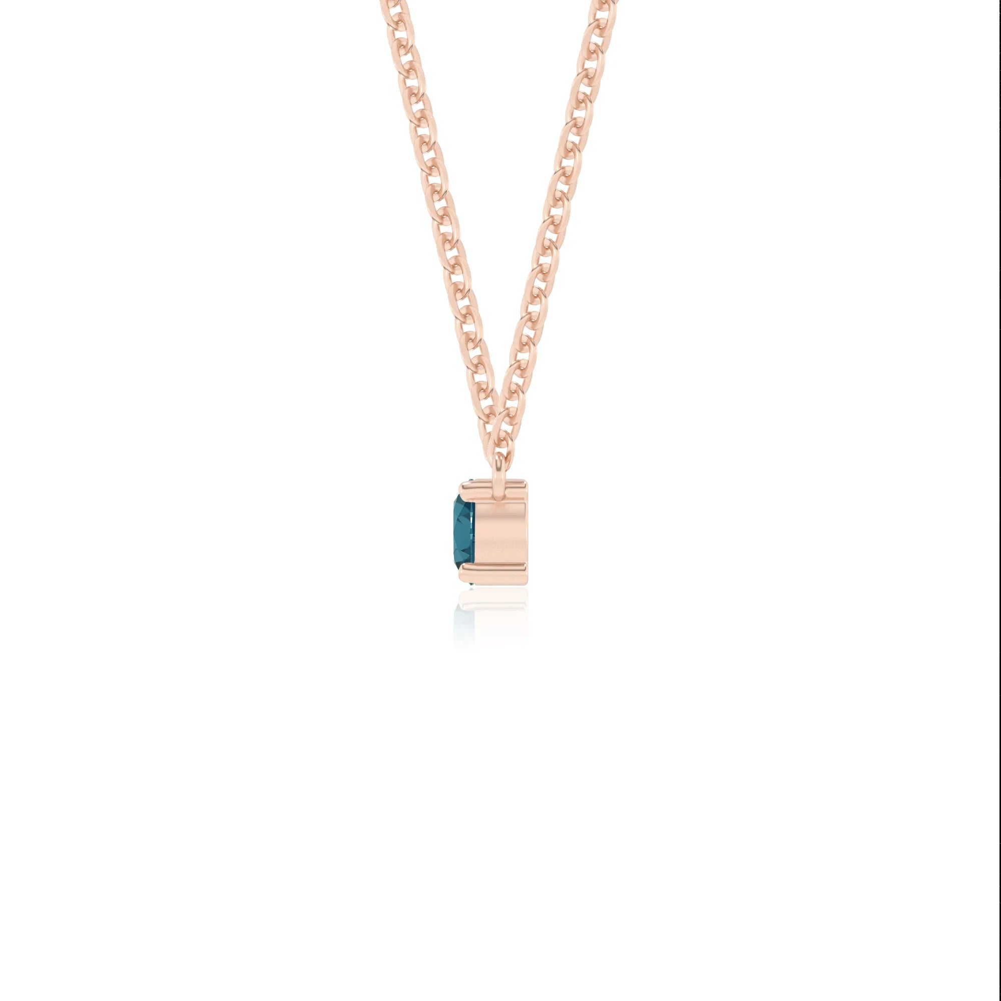 natural london-blue-topaz round bar v-bale necklaces in rose gold 