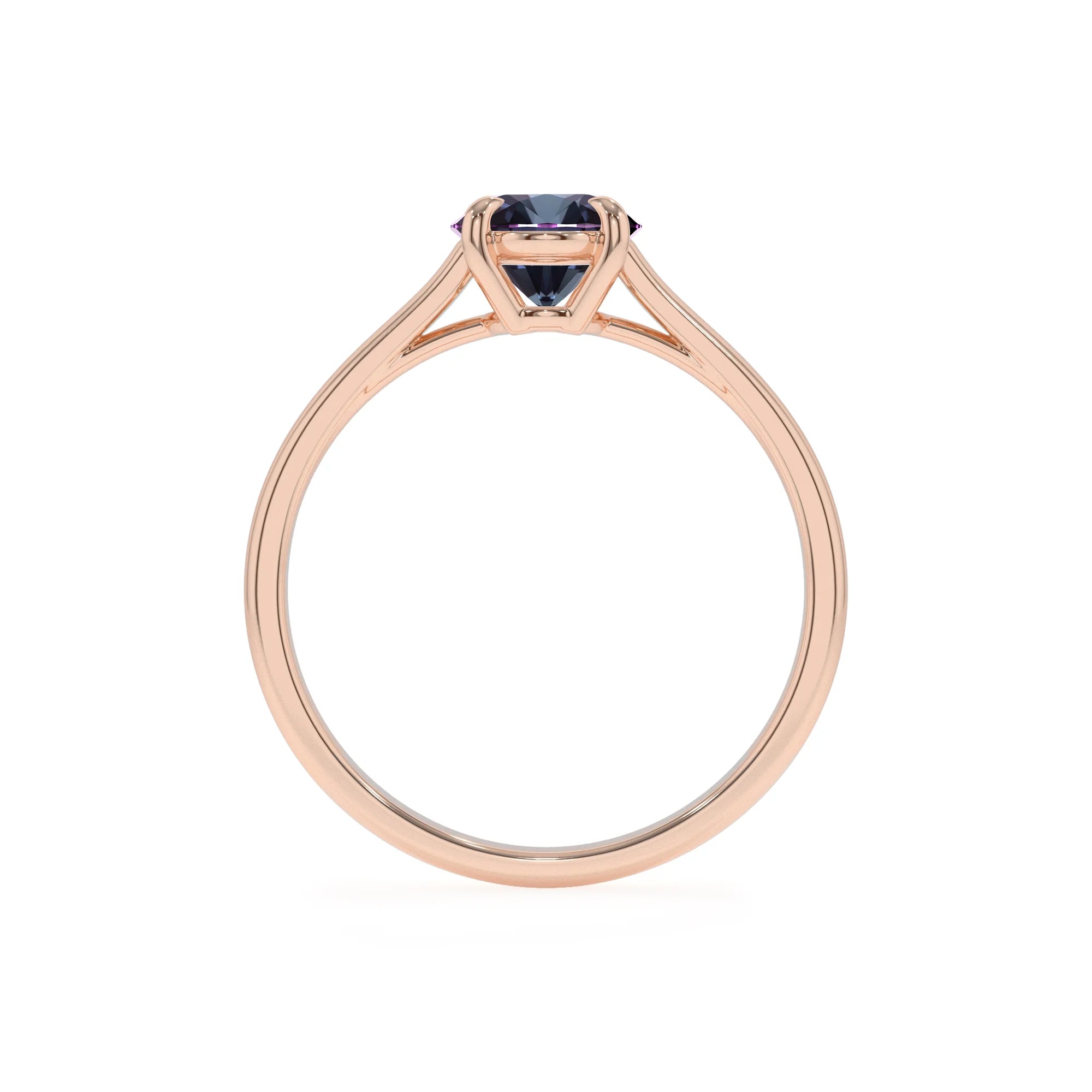 lab grown alexandrite oval solitaire rings in rose gold 
