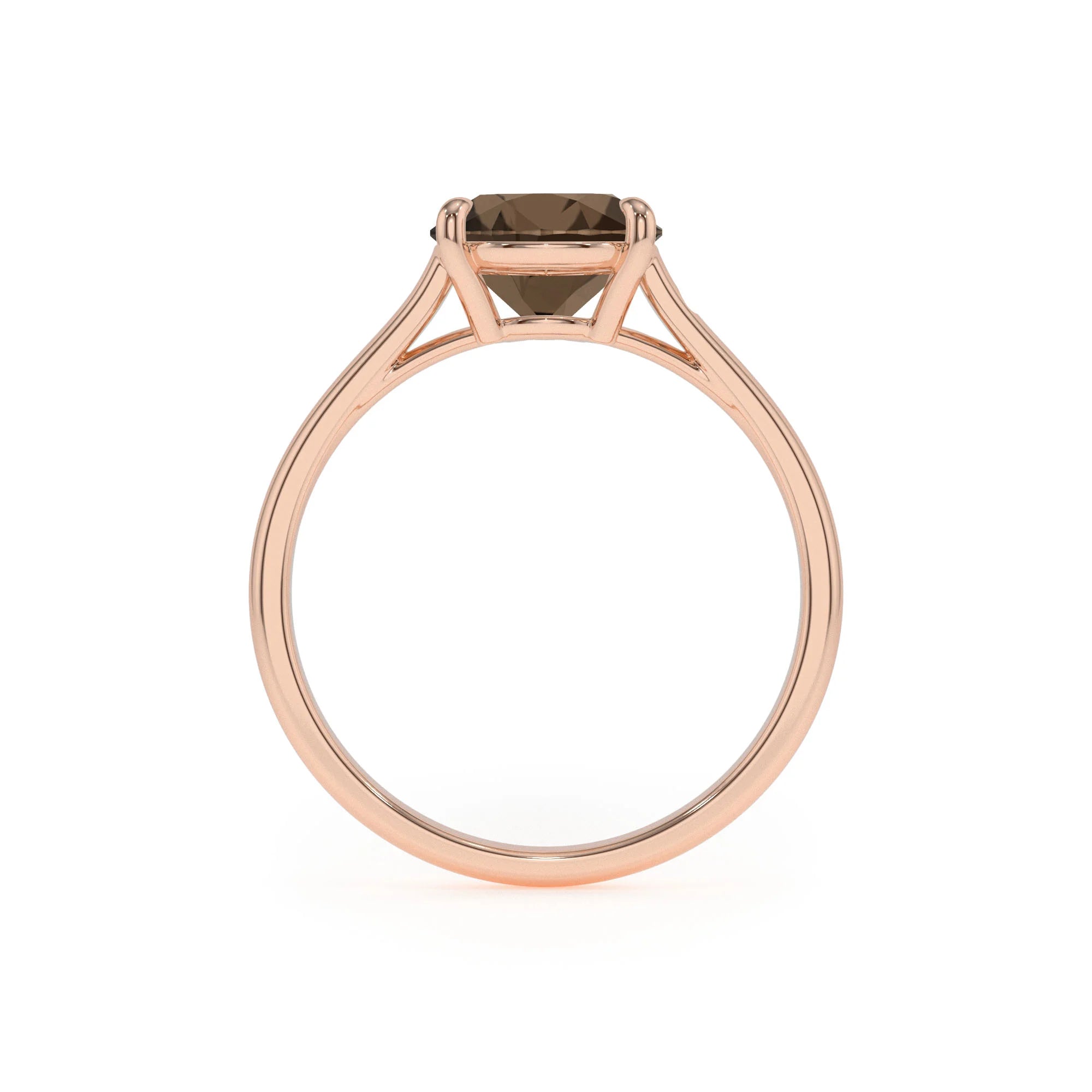 natural smoky-quartz cushion solitaire rings in rose gold 