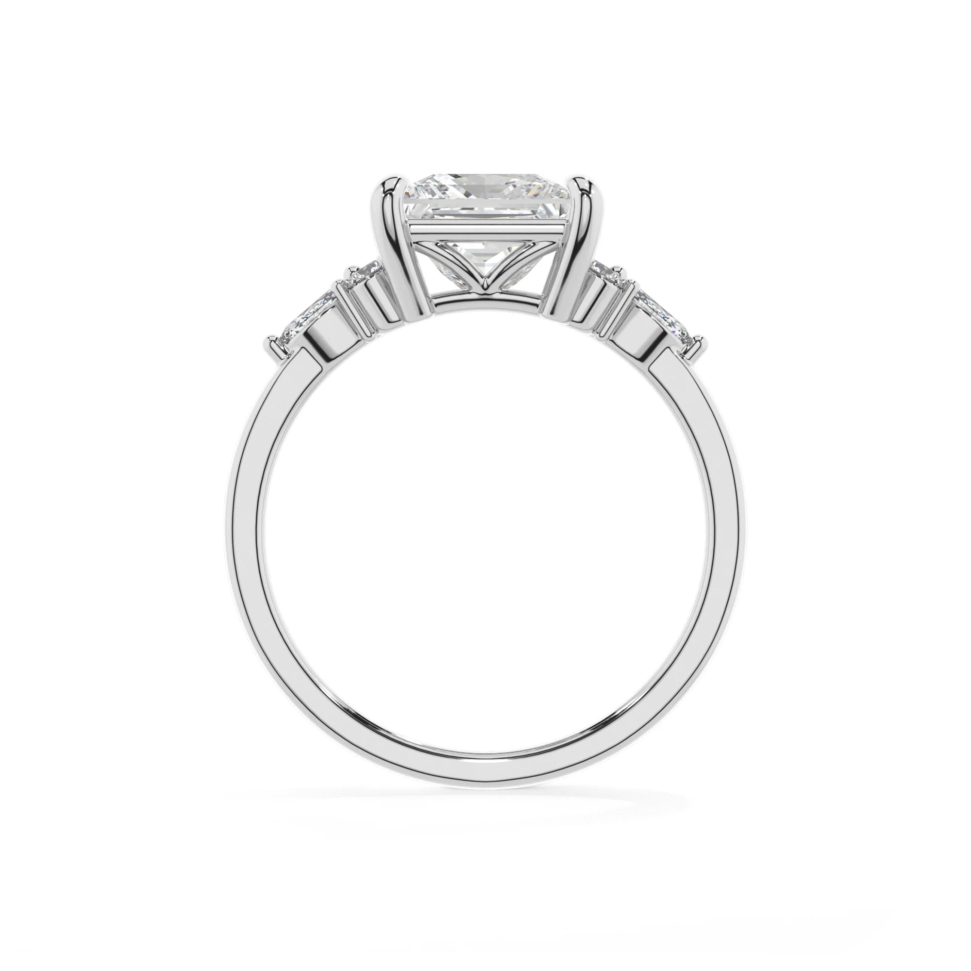 lab grown moissanite princess solitaire rings in platinum 