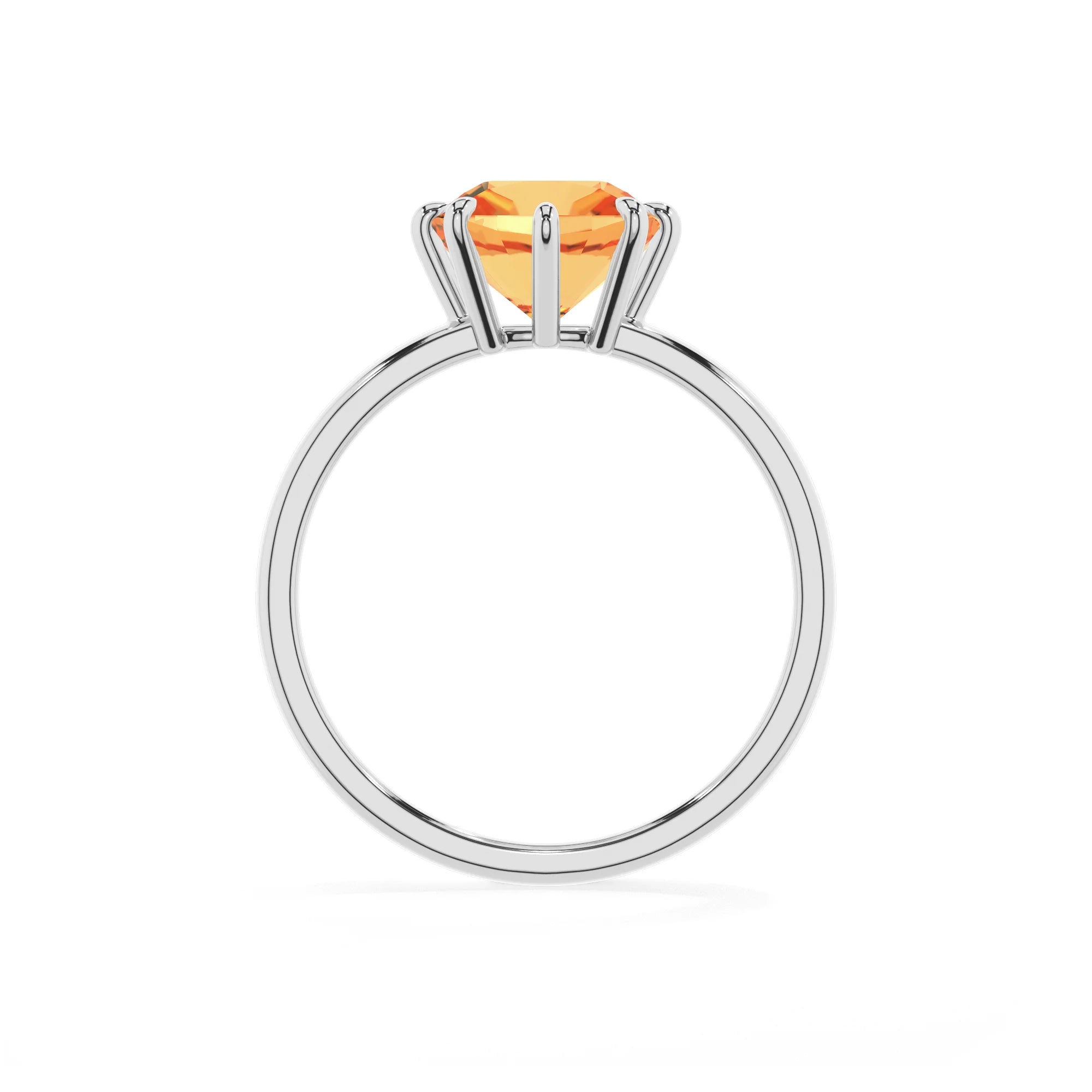 lab grown citrine cushion solitaire rings in white gold 
