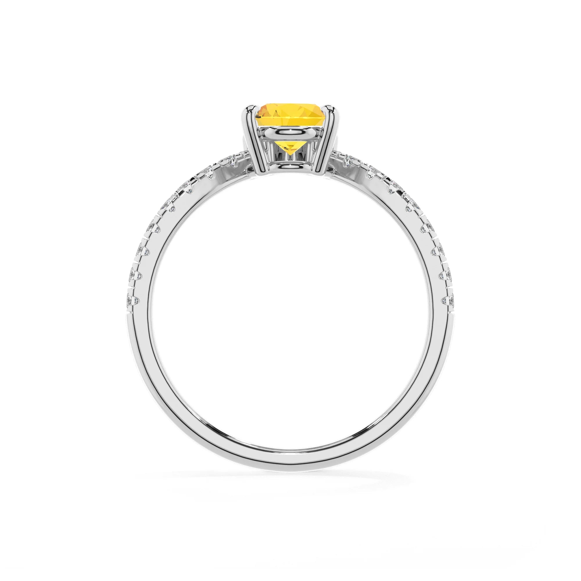 lab grown yellow-sapphire pear solitaire rings in sterling silver 