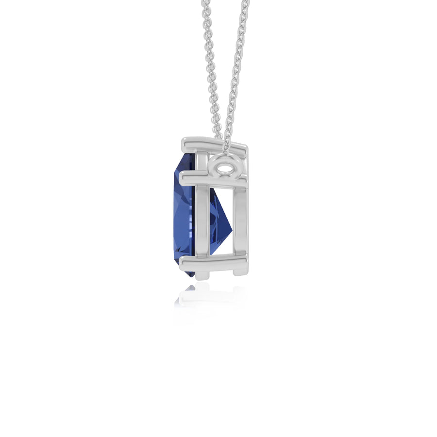 lab grown blue-sapphire pear solitaire necklaces in platinum 