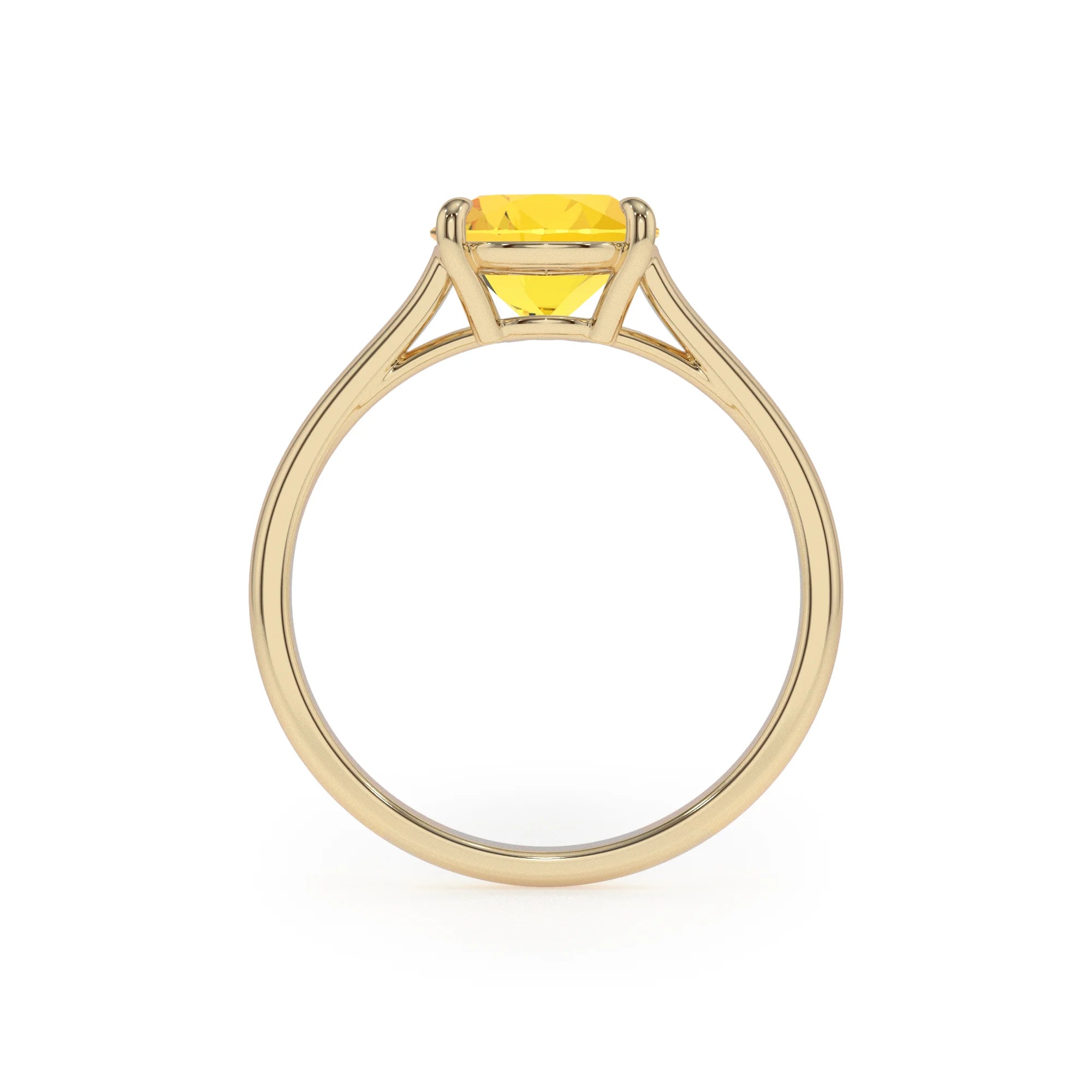 lab grown yellow-sapphire pear solitaire rings in yellow gold 