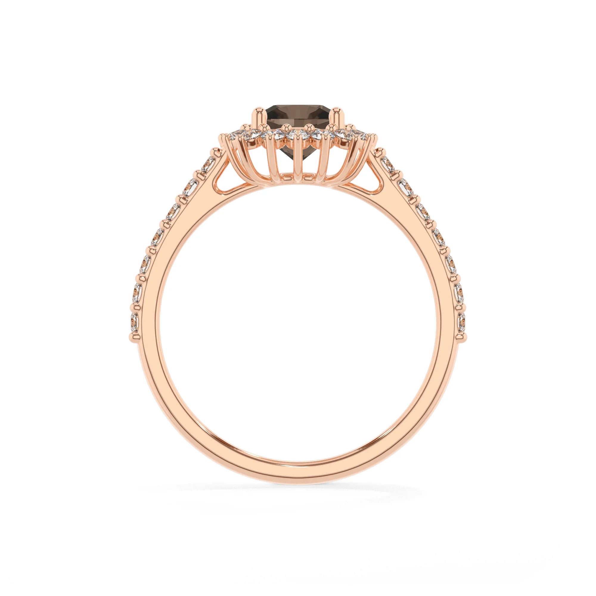 natural smoky-quartz cushion solitaire rings in rose gold 