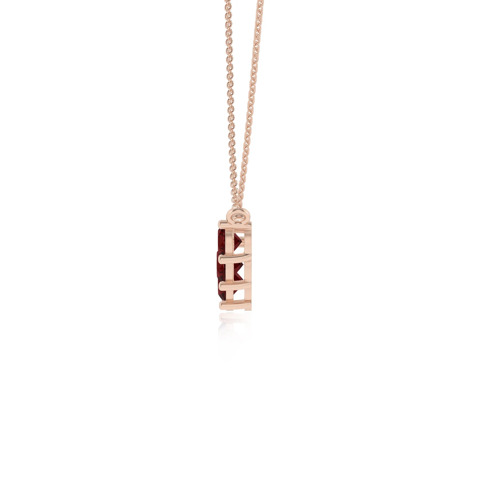 natural garnet round bar necklaces in rose gold 