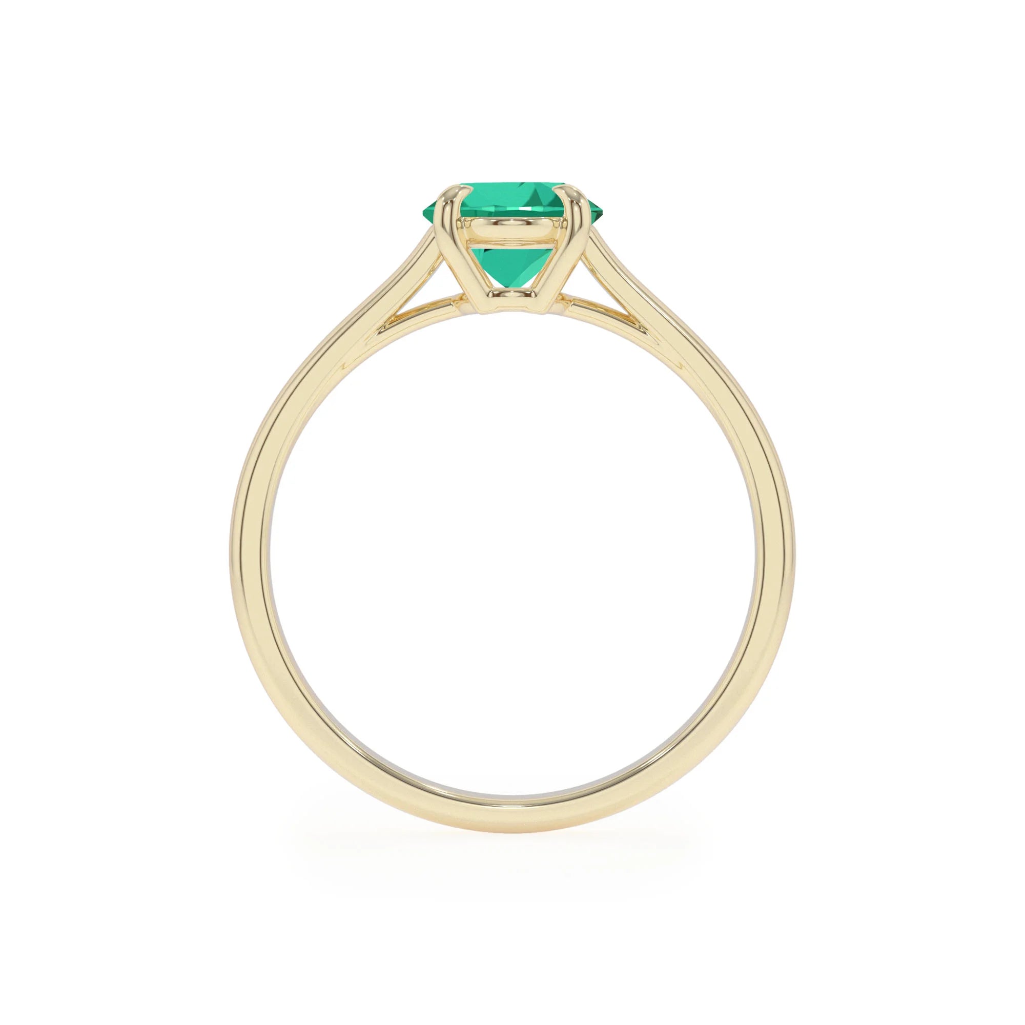 lab grown emerald oval solitaire rings in yellow gold 