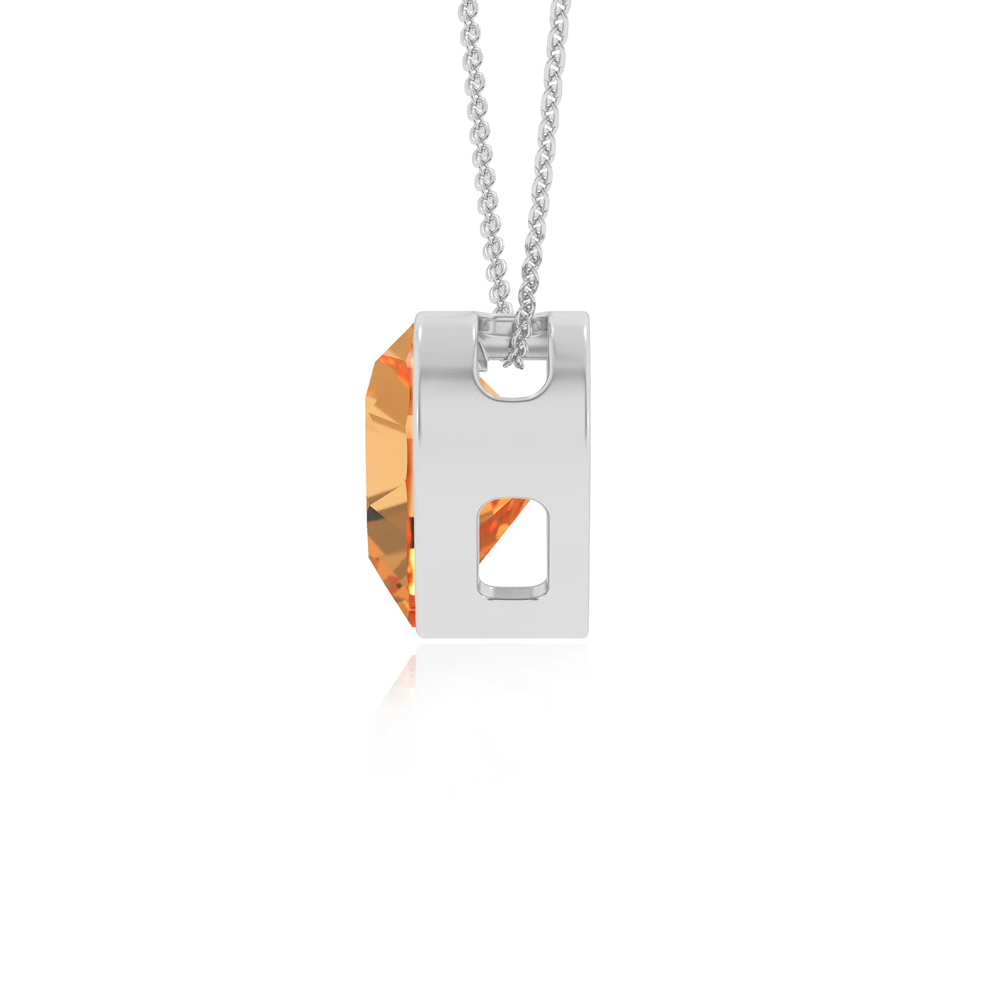 lab grown citrine heart solitaire necklaces in white gold 