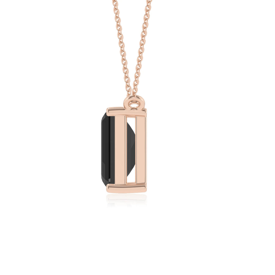 natural black-onyx emerald cut solitaire necklaces in rose gold 