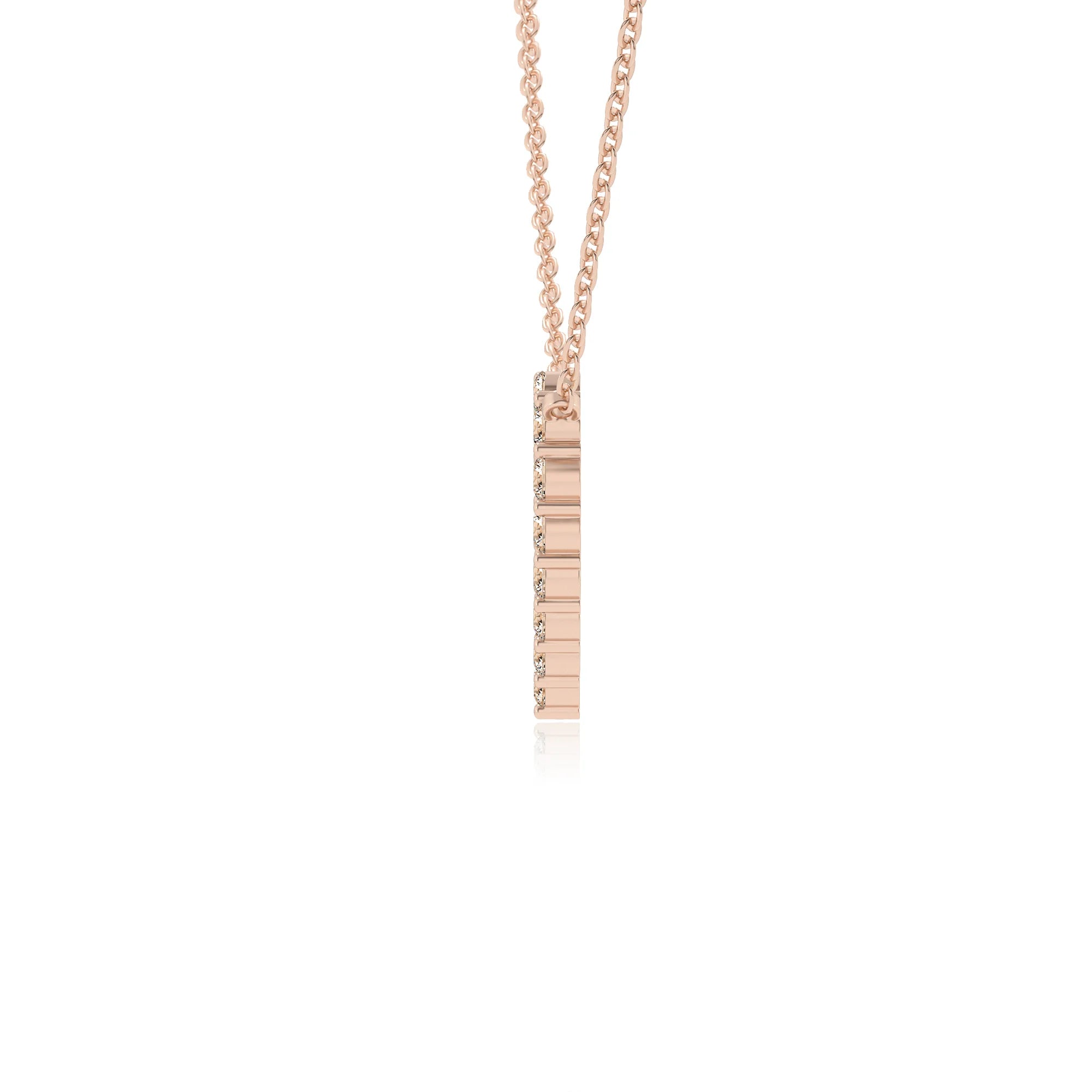 lab grown moissanite round v-bale necklaces in rose gold 