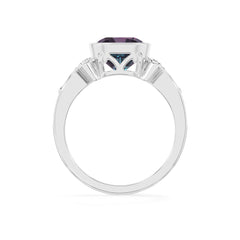 lab grown alexandrite cushion solitaire rings in platinum 