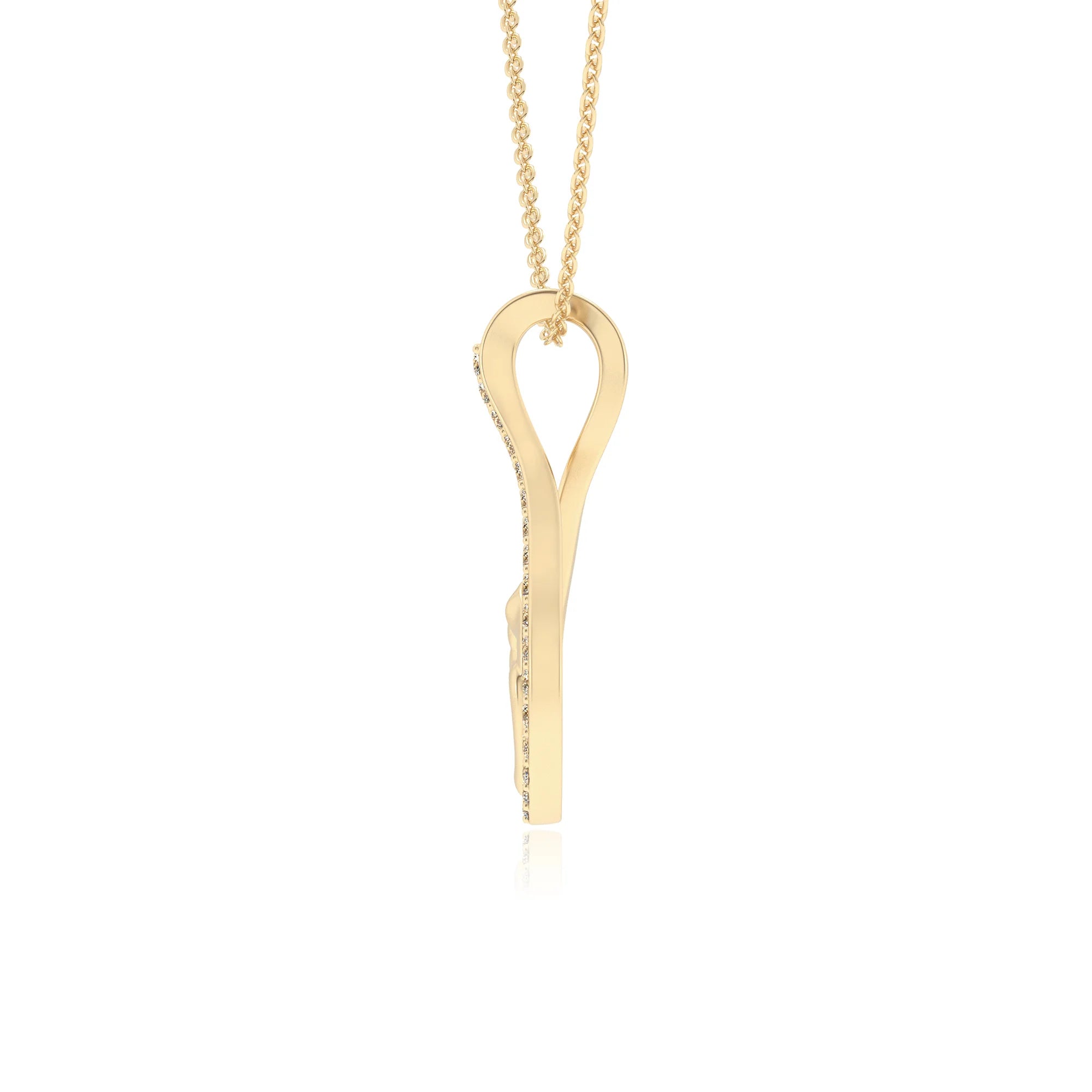 lab grown moissanite round necklaces in yellow gold 