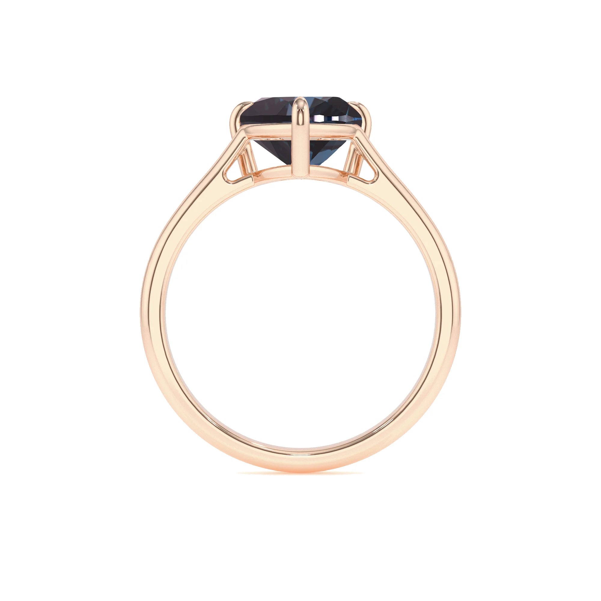lab grown alexandrite heart solitaire rings in rose gold 