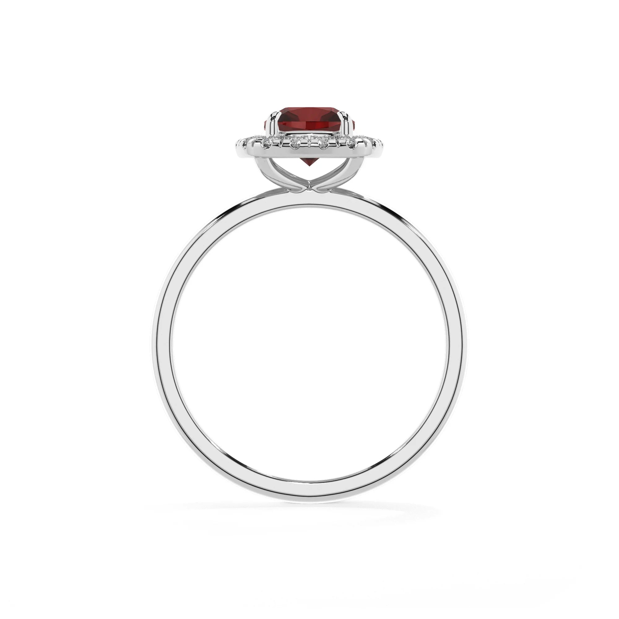 natural garnet cushion solitaire rings in platinum 
