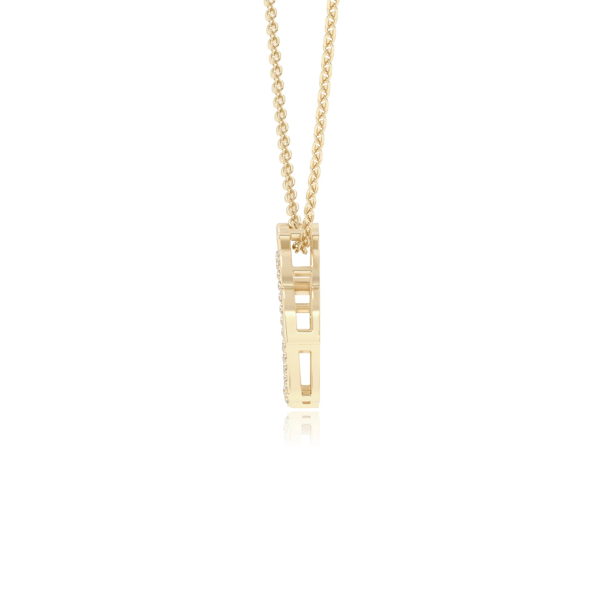 lab grown moissanite round necklaces in yellow gold 