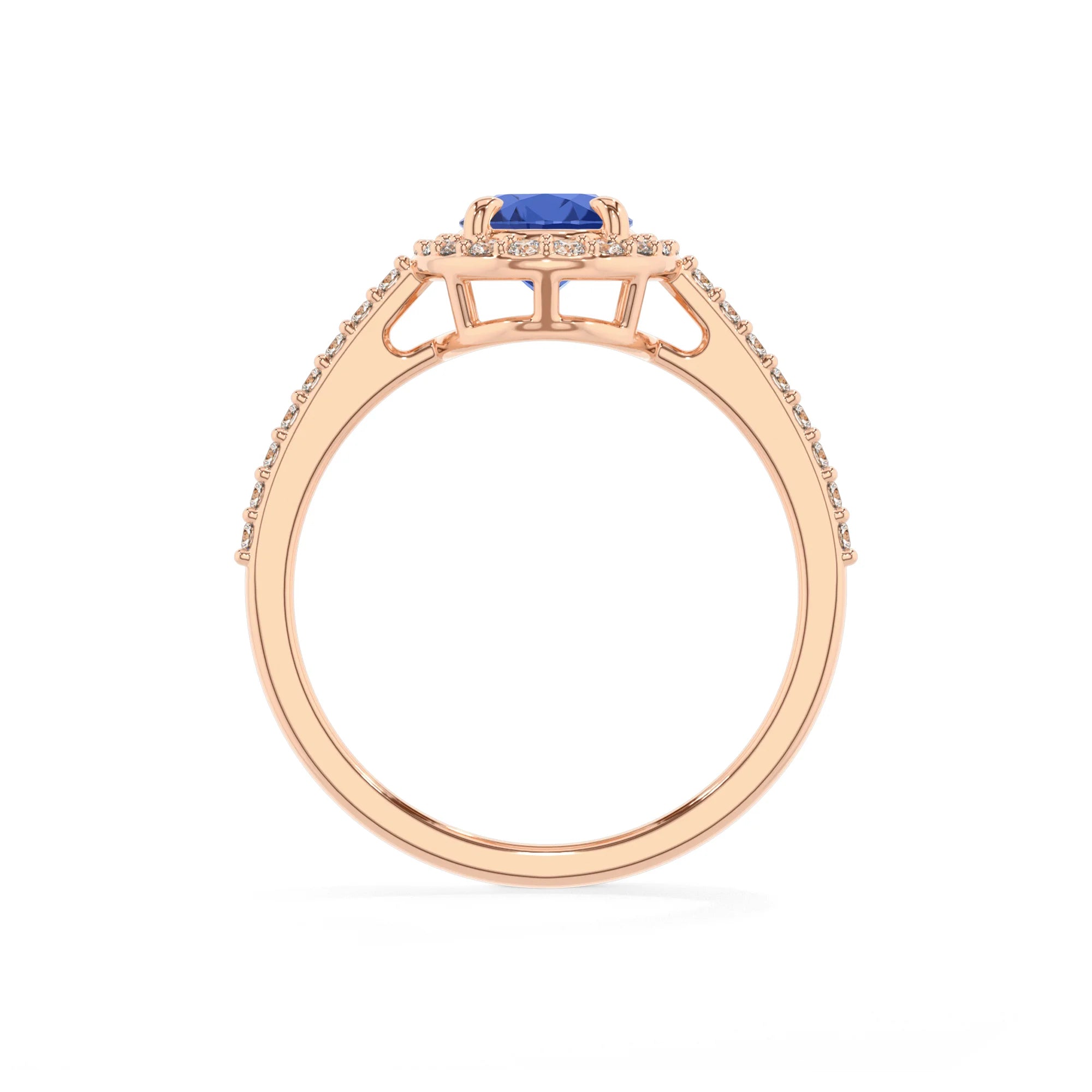 lab grown blue-sapphire oval solitaire rings in rose gold 