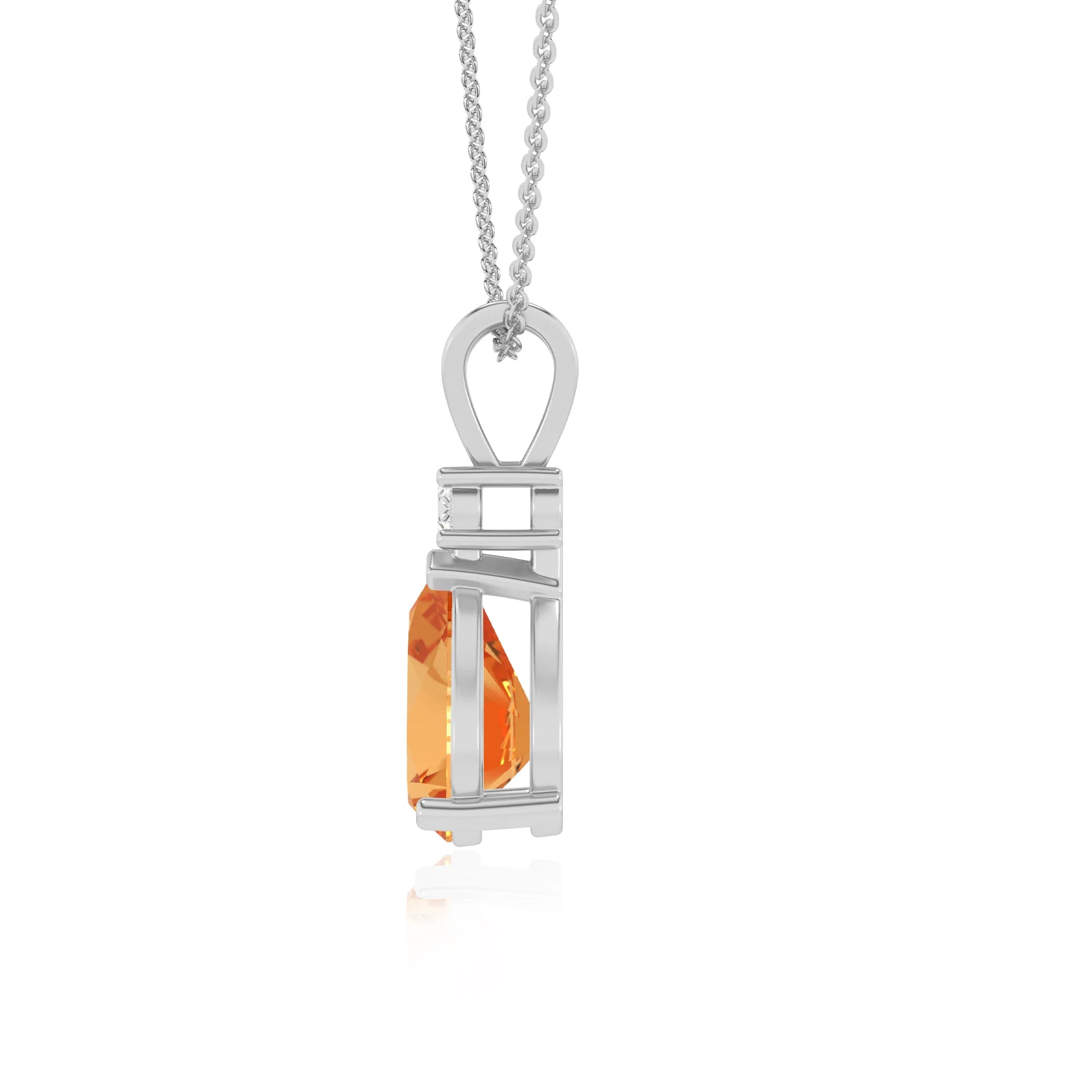 lab grown citrine pear solitaire v-bale necklaces in sterling silver 