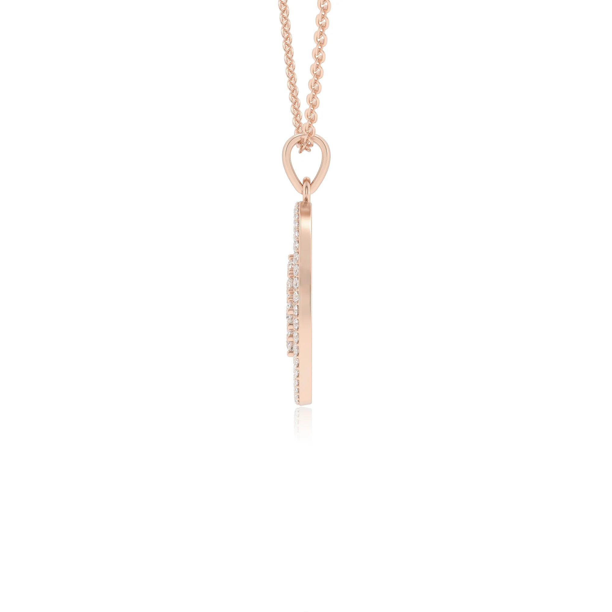 lab grown moissanite round necklaces in rose gold 