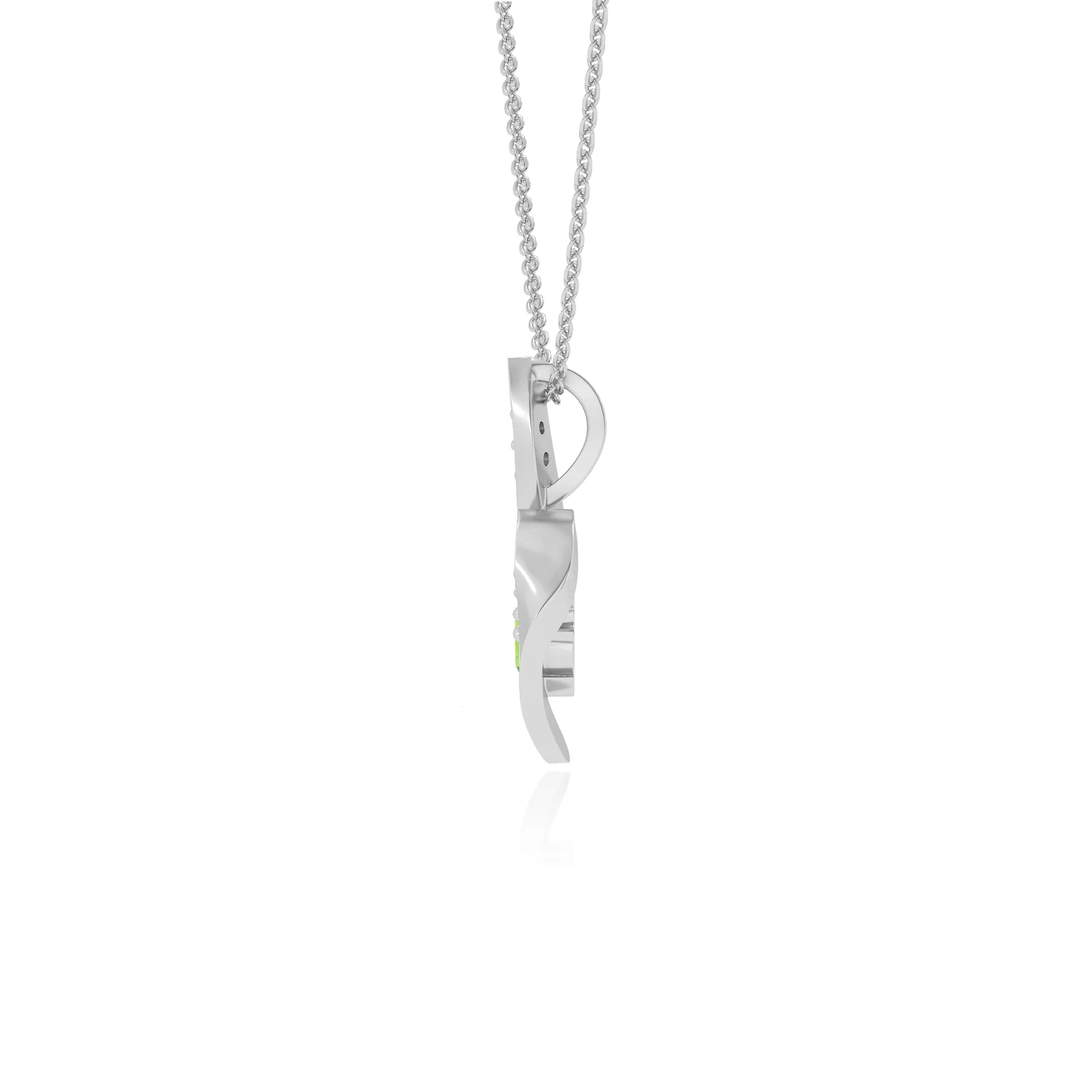 natural peridot round solitaire v-bale necklaces in sterling silver 