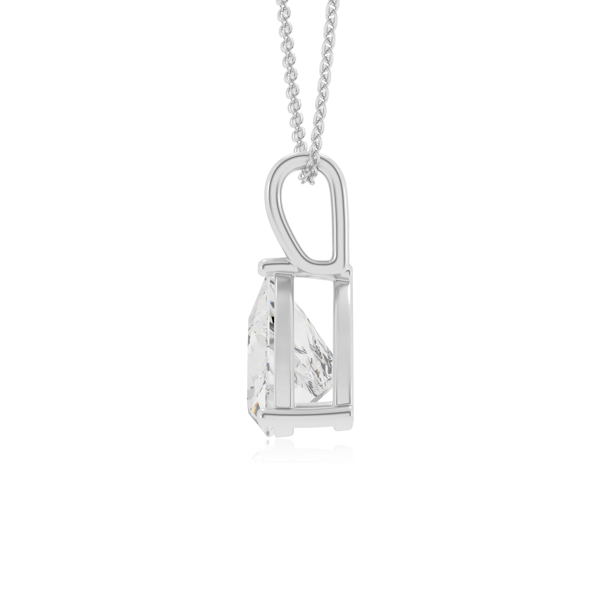 lab grown moissanite trillion solitaire necklaces in sterling silver 
