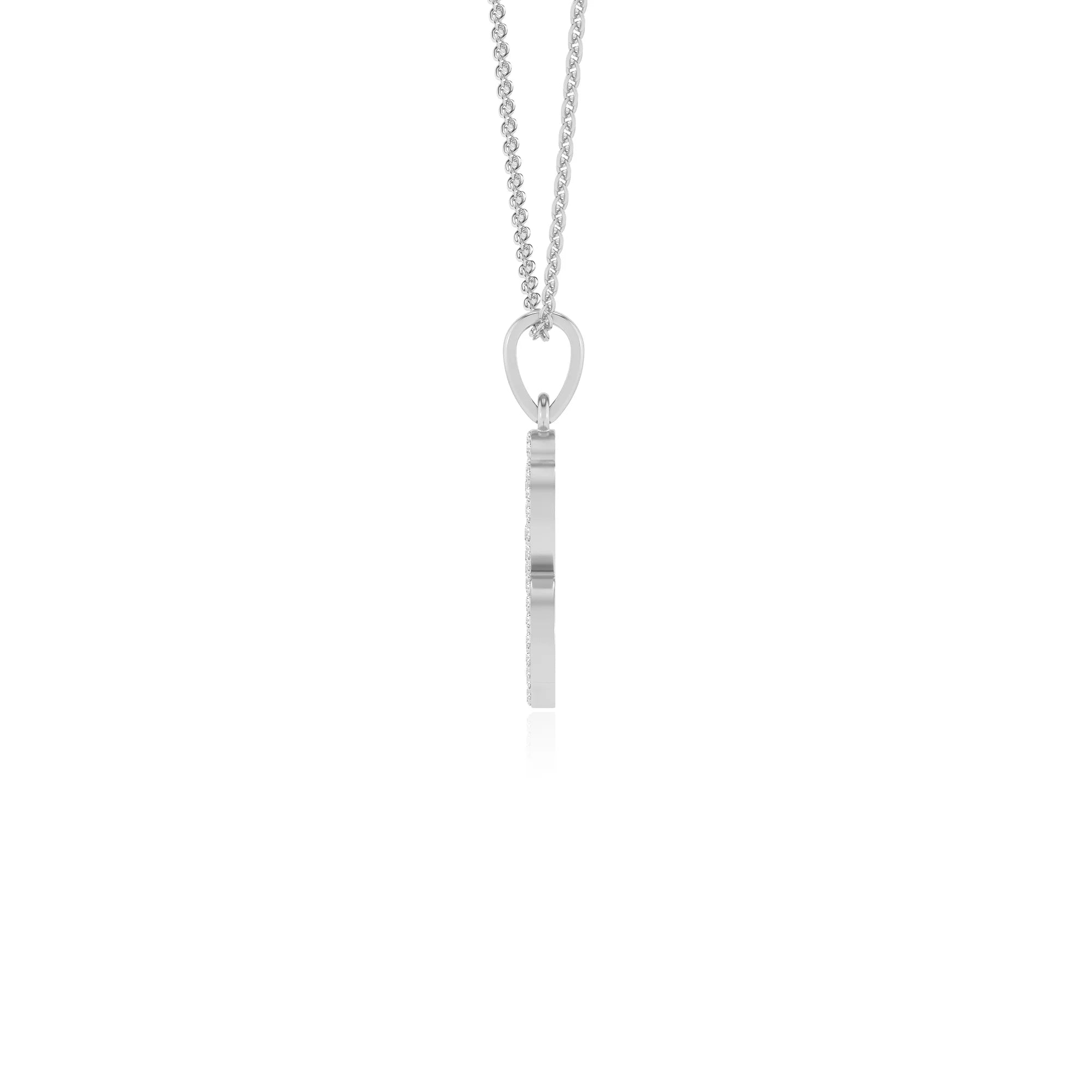lab grown moissanite round v-bale necklaces in white gold 