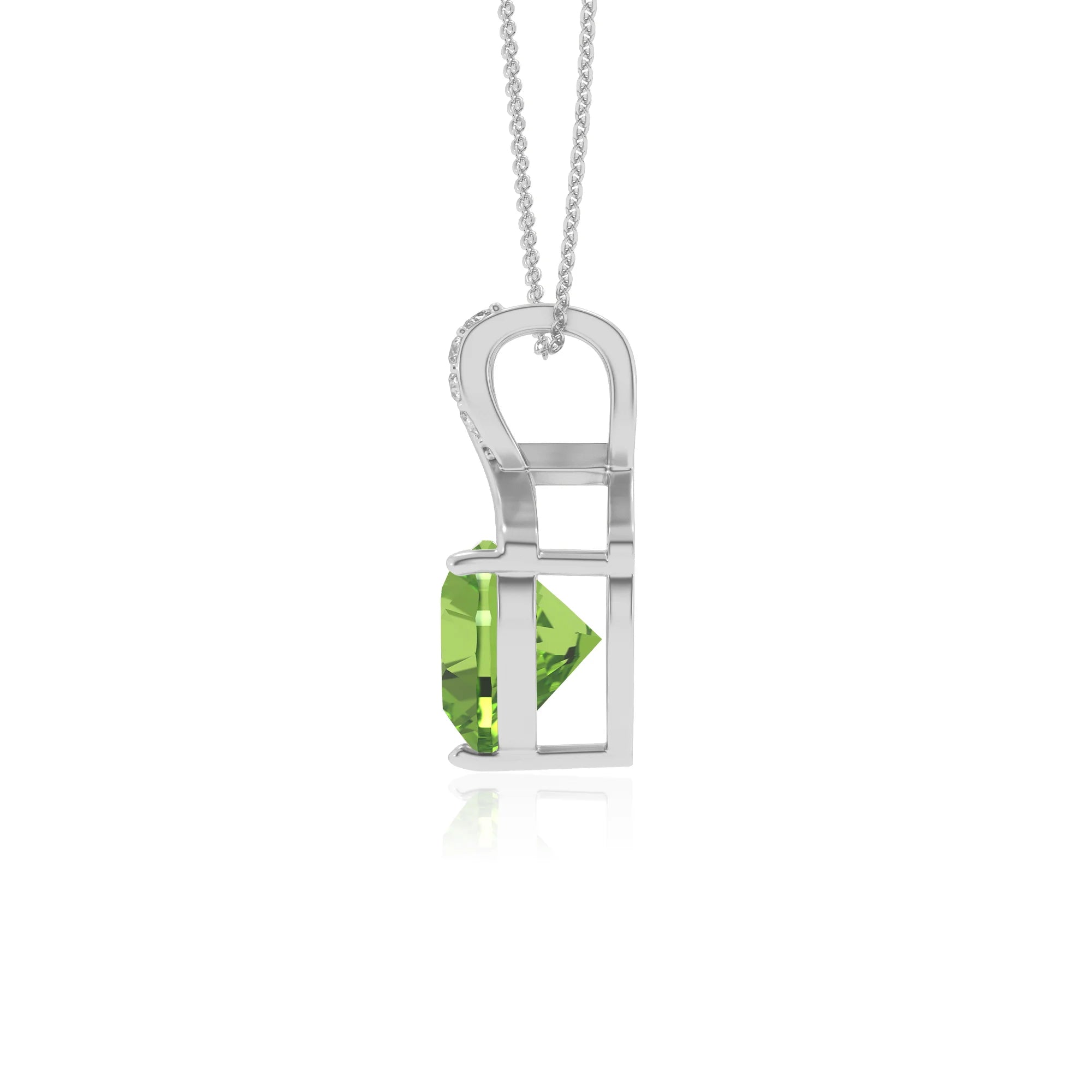natural peridot heart solitaire necklaces in white gold 